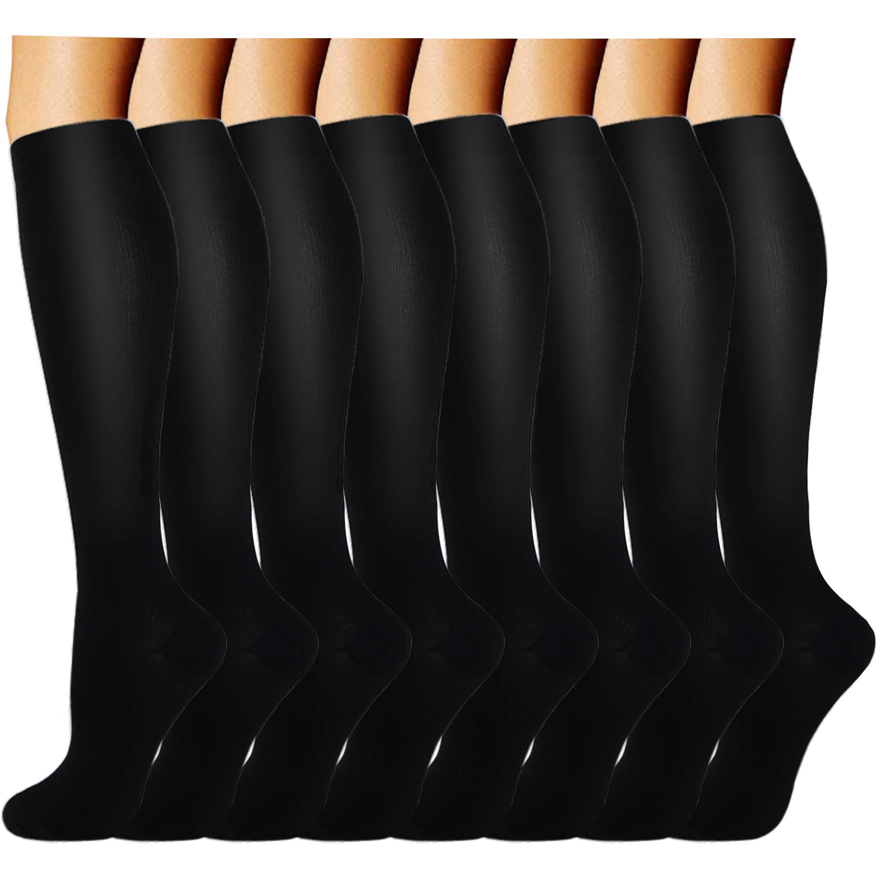 Best Compression Socks for Women & Men - 8 Pairs 15-20mmHg Medical Grade Support - Ideal for Nurses, Travel, Running, Sports & Recovery - Improve Blood Circulation & Reduce Swelling