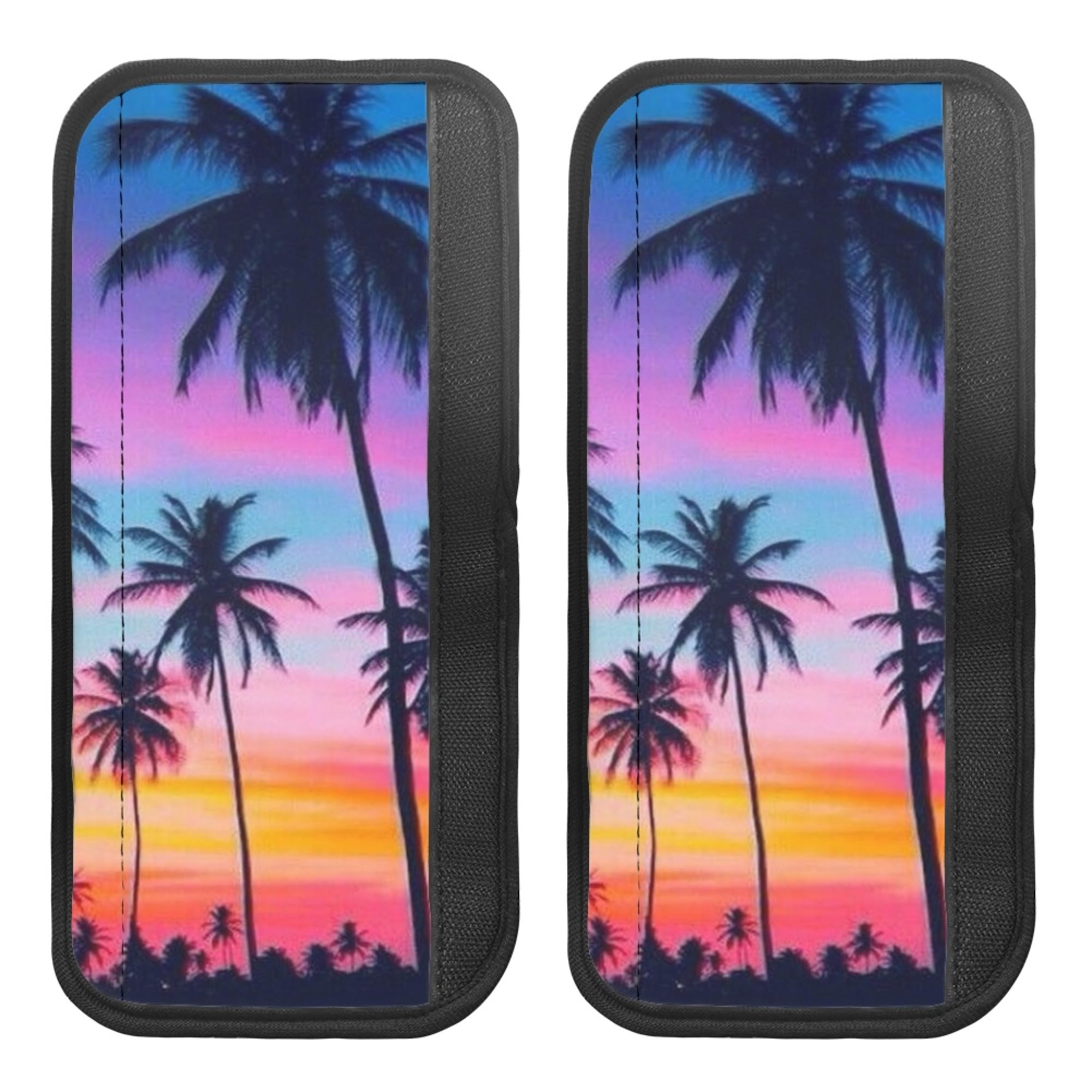 2 Pack Palm Tree Print Luggage Handle Wrap - Comfortable Grip Cover for Suitcases & Travel Bags (Ideal for Vacation, Beach Trips & Airport Identification) - Men & Women Travel Accessories