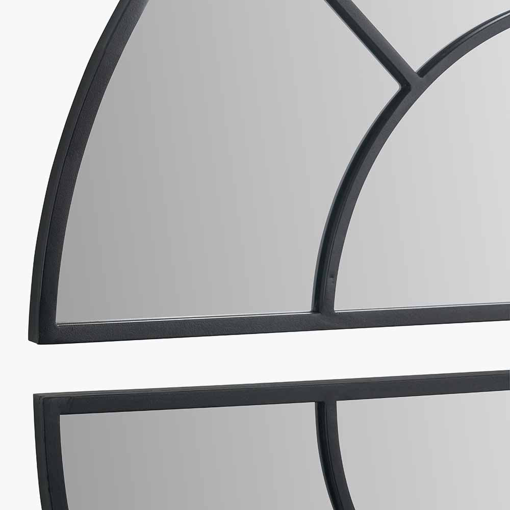 Stylish Black Metal Half Moon Wall Mirror - 2-Piece Set for Home Decor & Bedroom, Living Room, Entryway