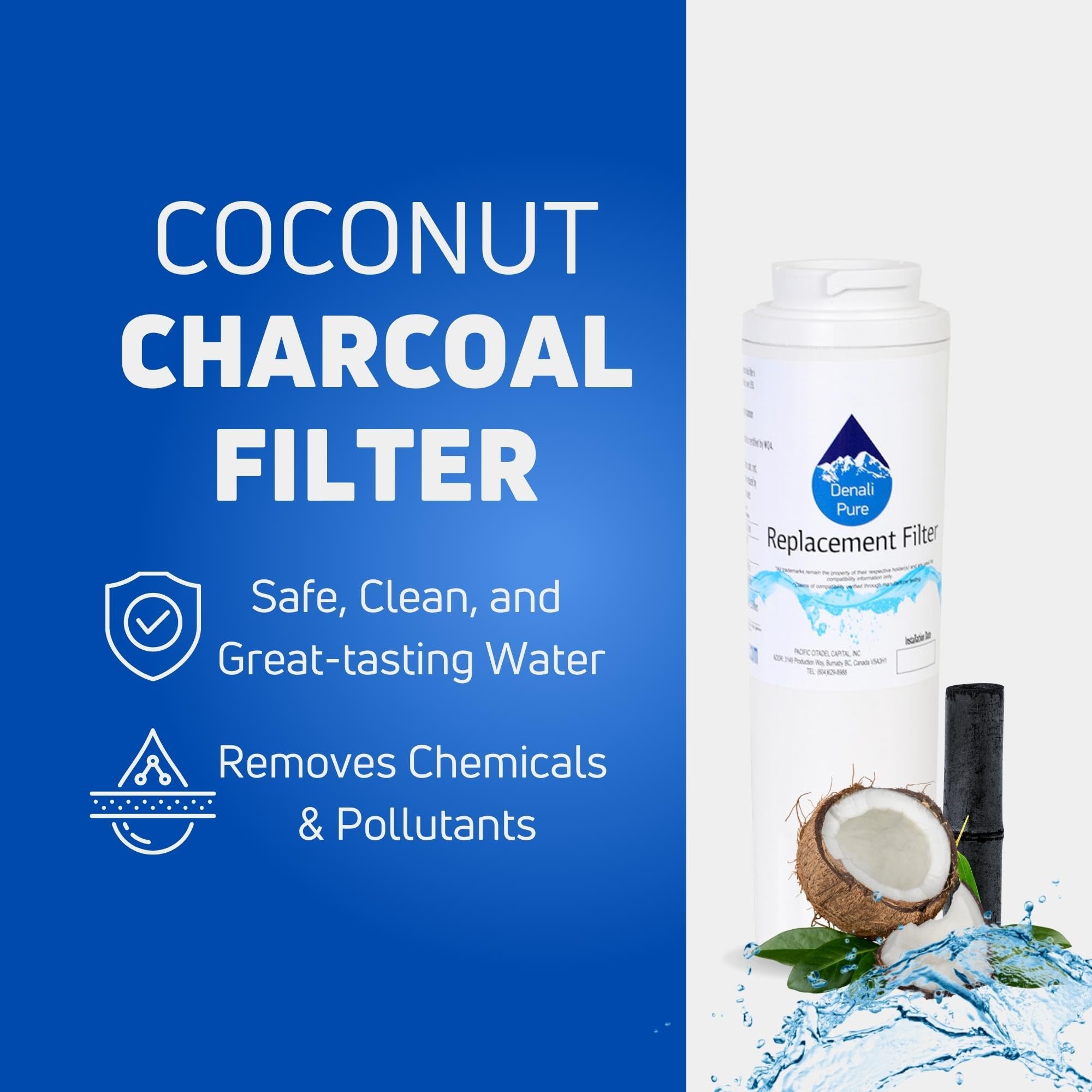 4-Pack Whirlpool GX5FHTXVQ Refrigerator Water Filter Replacement - Compatible with Whirlpool 4396395 Fridge Water Filter Cartridge | Pure Drinking Water for Home & Office Use