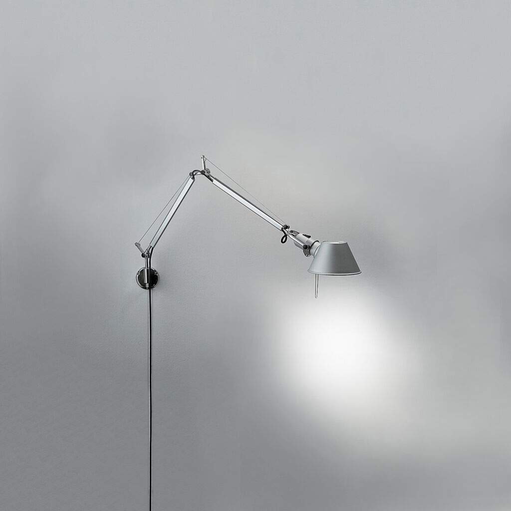 Artemide Tolomeo Mini LED 8W Aluminum Wall Lamp with S-Bracket - Modern Adjustable Reading Light for Bedroom, Living Room & Office