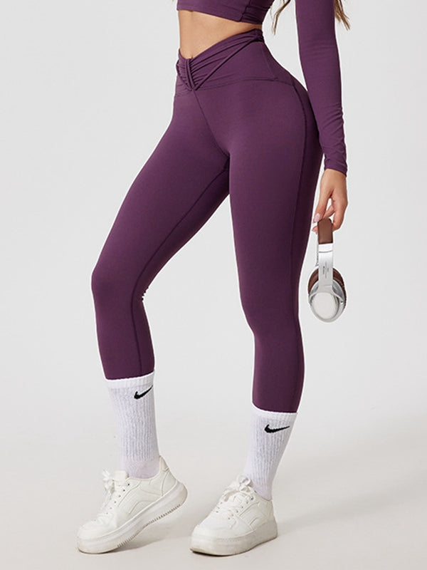 ZASUWA Women's V-Shape Waist High Waist Leggings - Tummy Control Workout Yoga Pants for Running, Gym & Everyday Wear