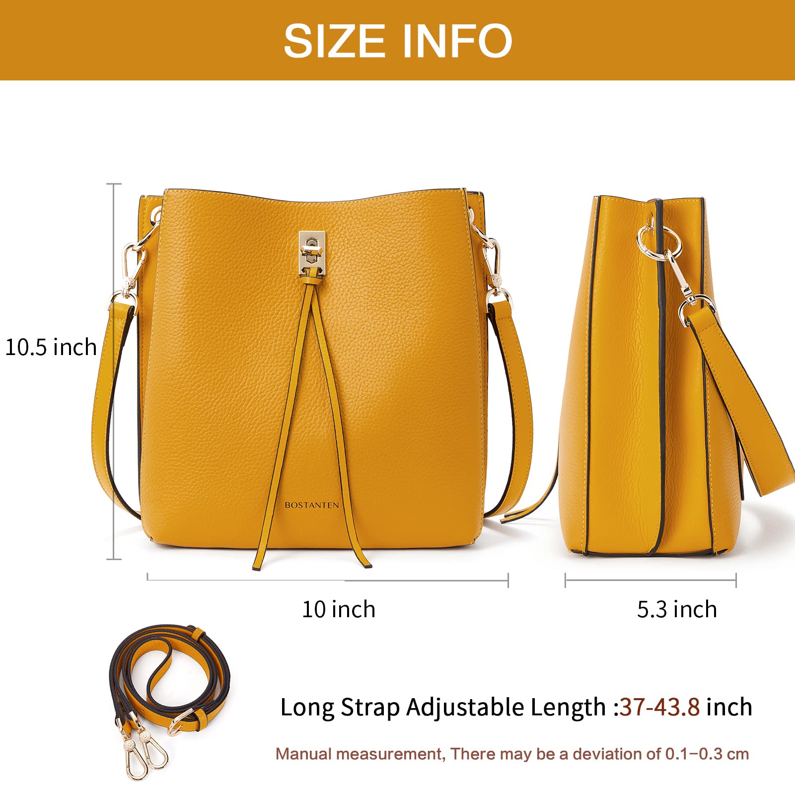 Lotty Tasseled Grained Leather Medium Bucket Bag for Women - Stylish Crossbody Shoulder Purse for Work, Travel & Everyday Use
