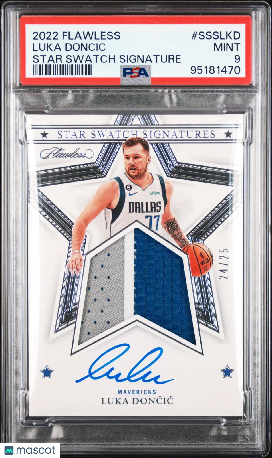 2022 Panini Flawless Star Swatch Signatures Luka Doncic PSA 9 24/25 #SSS LKD - Rare Basketball Trading Card for Collectors & Investors, Perfect for Display or Portfolio Diversification