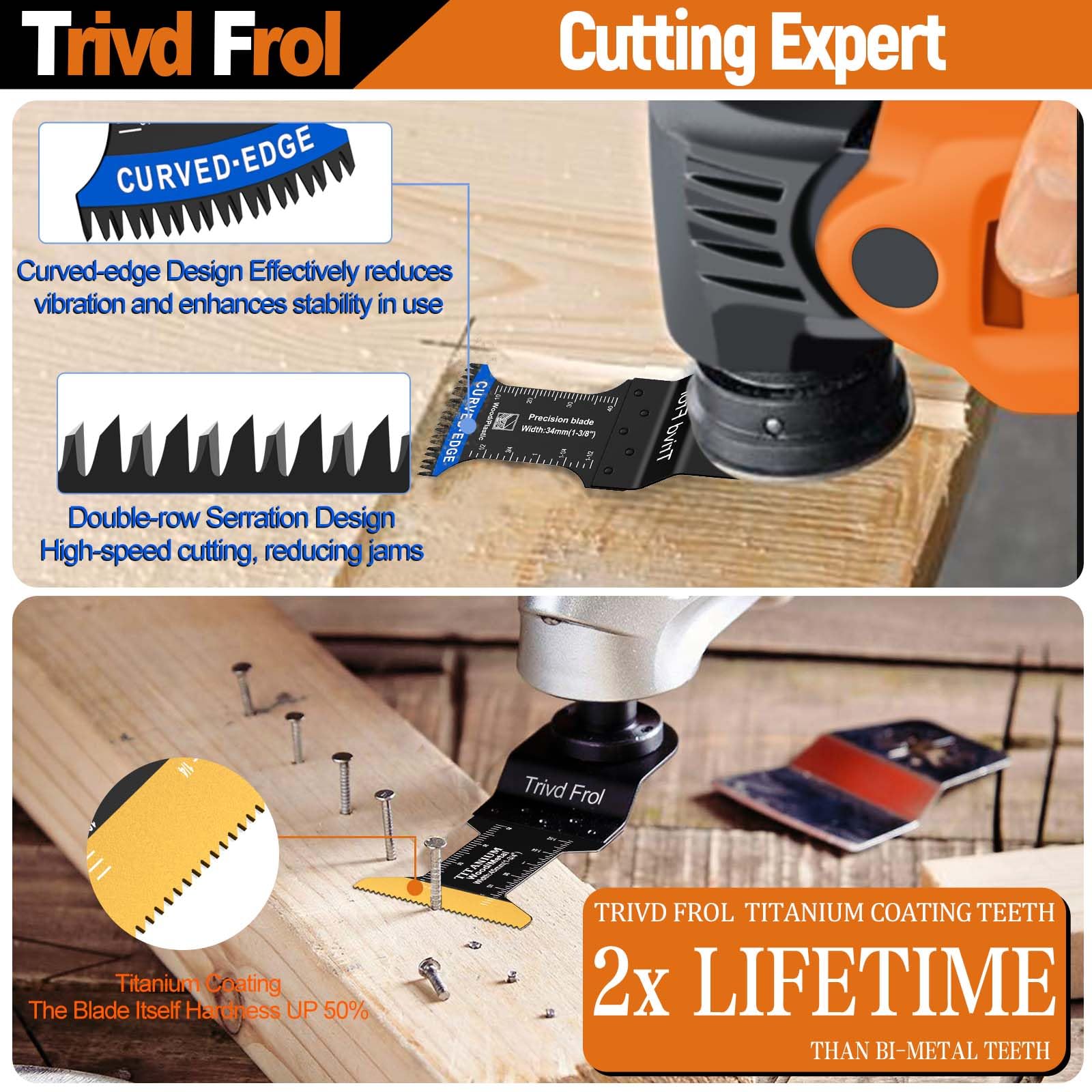 121-Piece Titanium Oscillating Saw Blades Kit - Multi-Tool Blades for Wood, Metal & Plastic Cutting - Compatible with Bosch, DeWalt, Ryobi, Milwaukee - Includes Sandpaper Attachments for Smooth Finishing - Perfect for DIY Projects, Home Renovations & Professional Construction Work