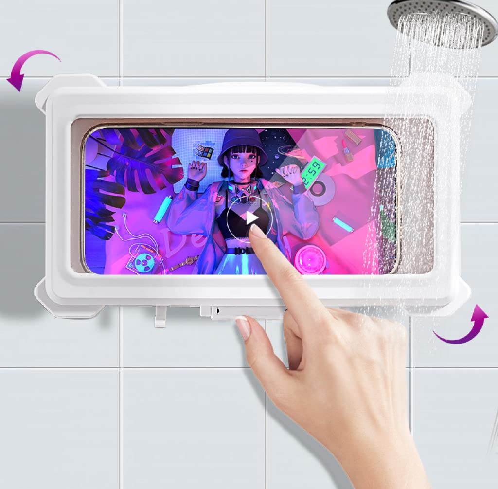 Waterproof Shower Phone Holder with 360° Rotation - Anti-Fog Touch Screen Wall Mount for iPhone & Android (4.7