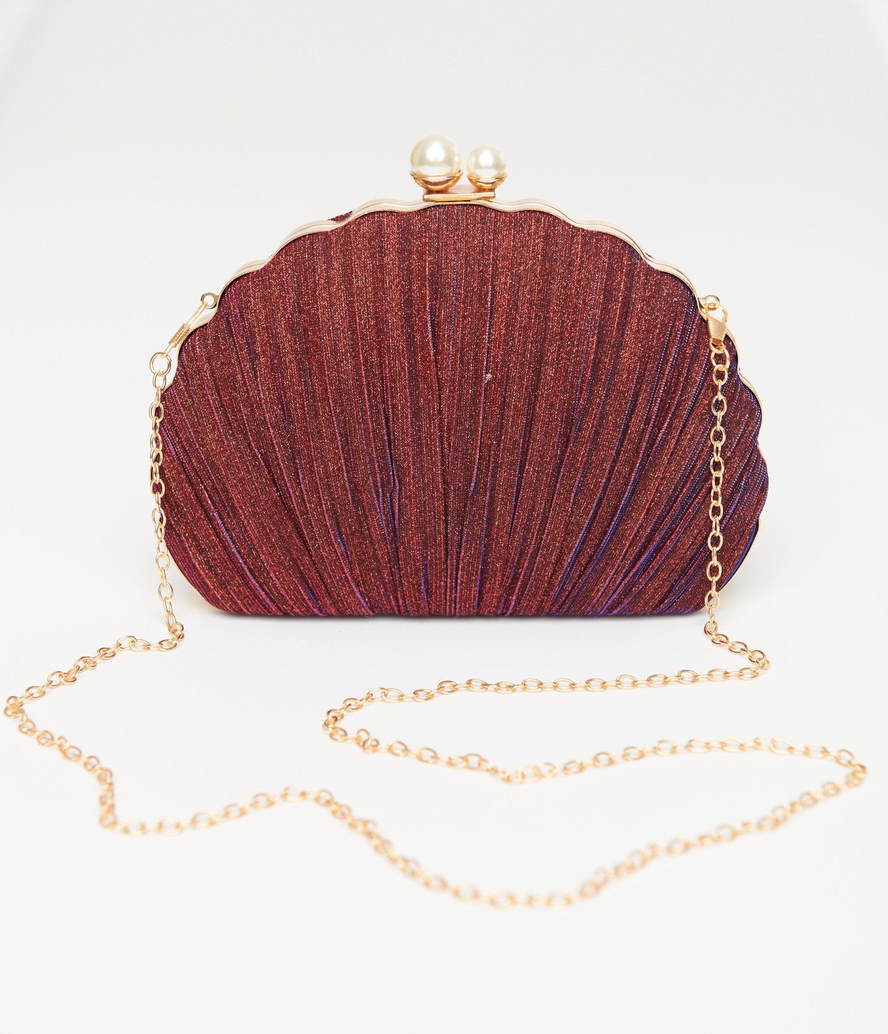 Vintage 1950s Iridescent Purple Sparkle Scallop Handbag - Retro Glam Evening Clutch for Parties, Weddings & Special Occasions