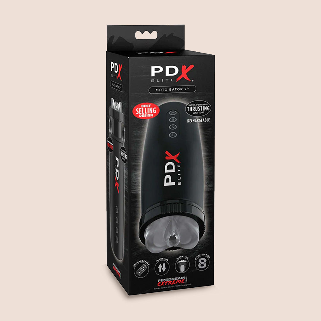 PDX Elite Moto Bator 2 - Powerful Suction, Vibration & Thrusting Adult Toy for Men | Perfect for Solo Play & Couples Intimacy