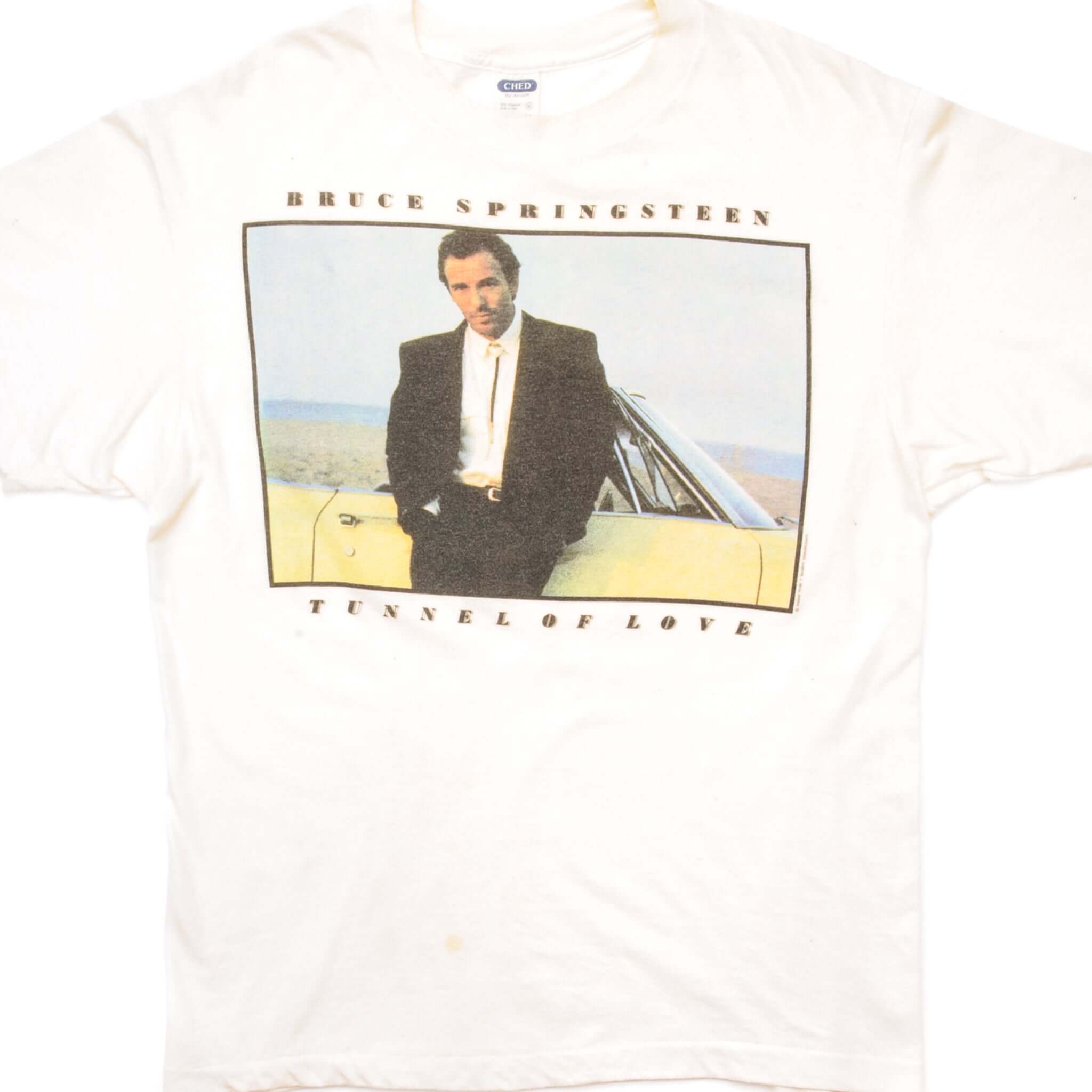 Vintage Bruce Springsteen Tunnel of Love 1980s Tour T-Shirt - Large Size, 100% Cotton, Made in USA - Perfect for Concerts, Retro Fashion & Music Lovers