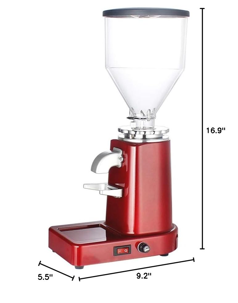 Huanyu Electric Coffee Grinder 1000G - Professional Automatic Burr Grinder for Beans, Nuts & Spices - 200W Stainless Steel Mill with 19 Adjustable Grind Settings (110V, Red) - Perfect for Home, Office & Coffee Shops