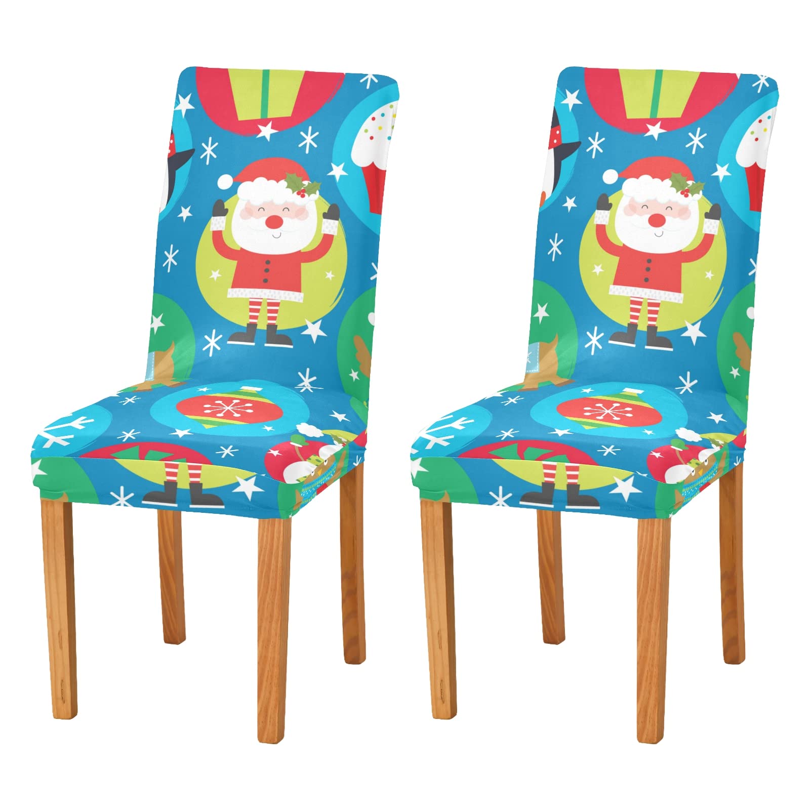 4-Piece Universal Dining Chair Covers Set - Washable & Removable Slipcovers with Christmas Holiday Patterns for Home, Party, and Dining Room Decor - Perfect for Christmas, New Year, and Special Occasions