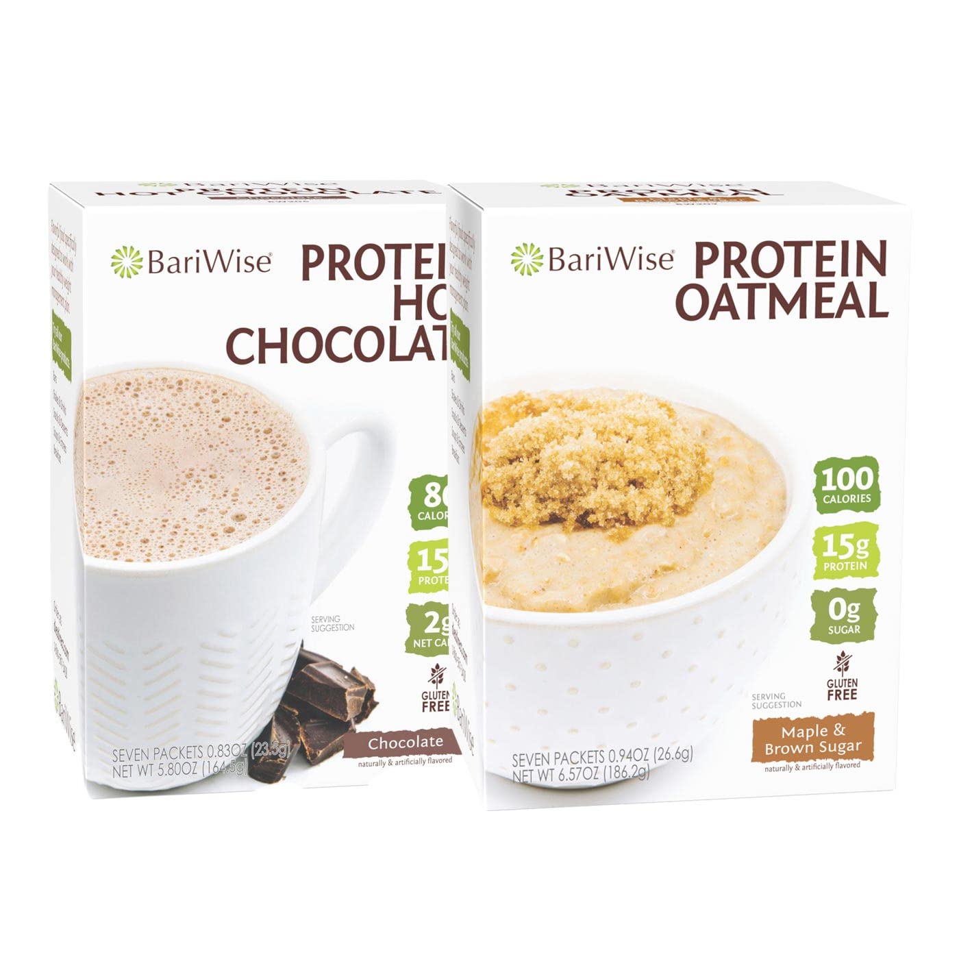 Bariwise Protein Hot Chocolate & Maple Brown Sugar Protein Oatmeal Bundle - High Protein Breakfast & Snack Combo for Weight Loss & Fitness Lovers