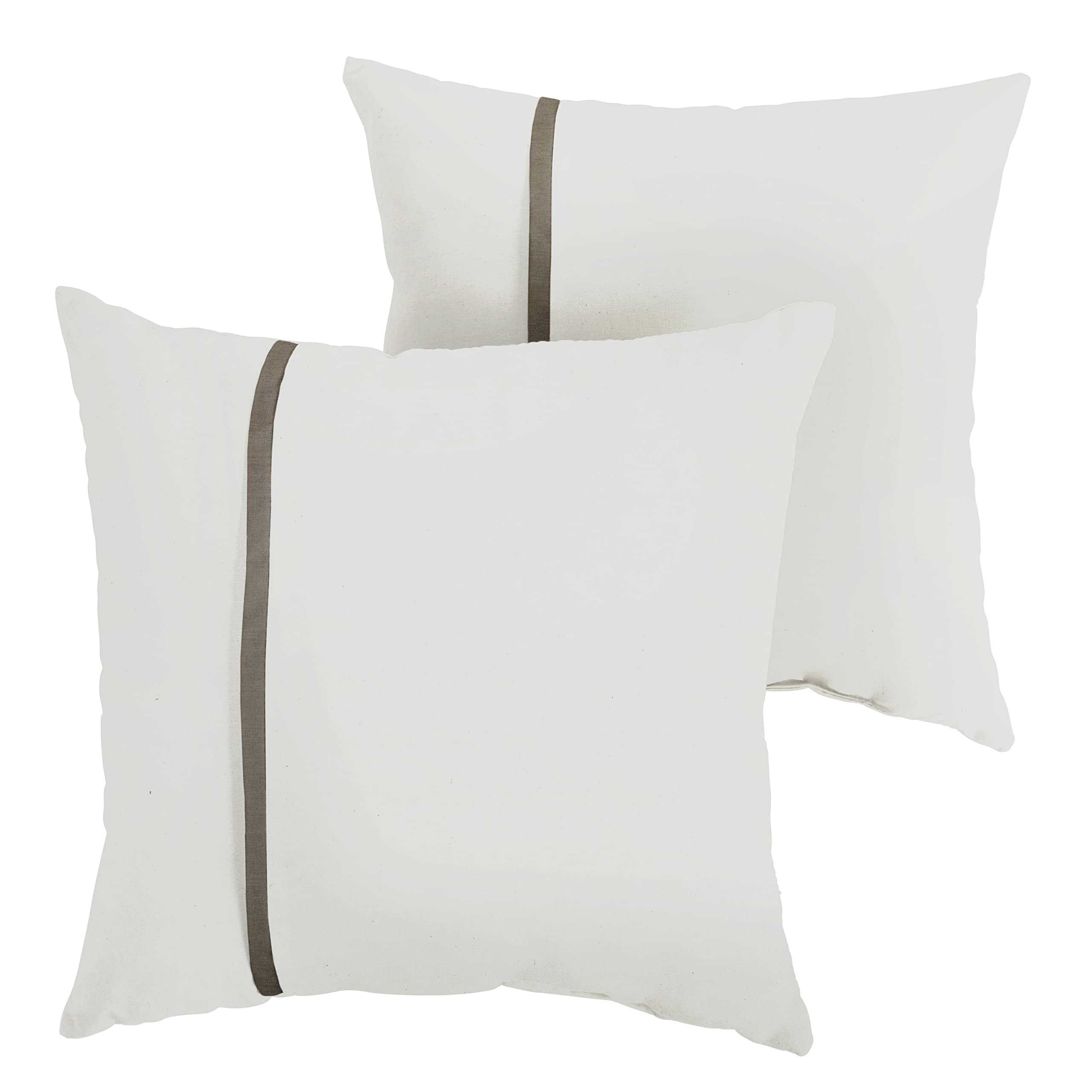 Sorra Home x Sunbrella Indoor Outdoor Square Pillows - Set of 2 (16x16 Inches) - Waterproof & UV Resistant - Canvas Natural Ivory & Taupe - Perfect for Patio, Deck, Poolside & Living Room Decor