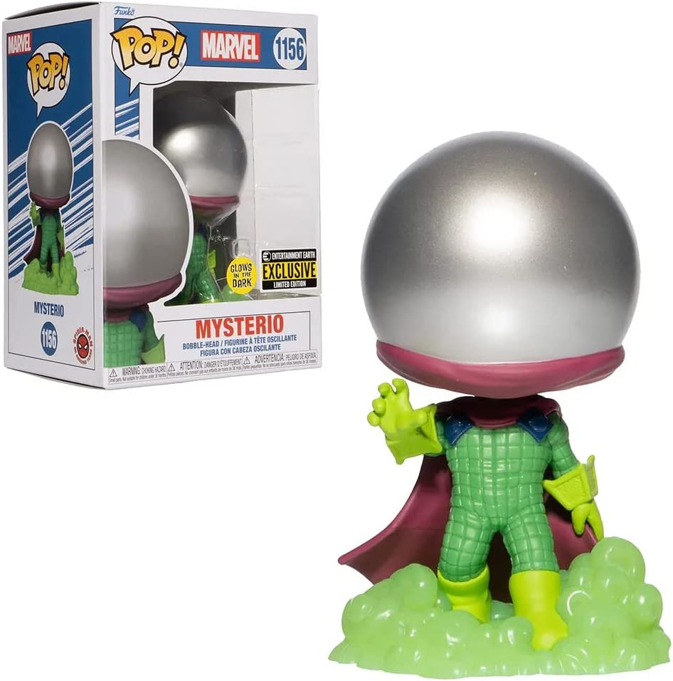 Marvel Mysterio Glow In The Dark Funko Pop! Vinyl Figure #1156 - Collectible Superhero Toy for Marvel Fans, Perfect for Display & Gift Giving