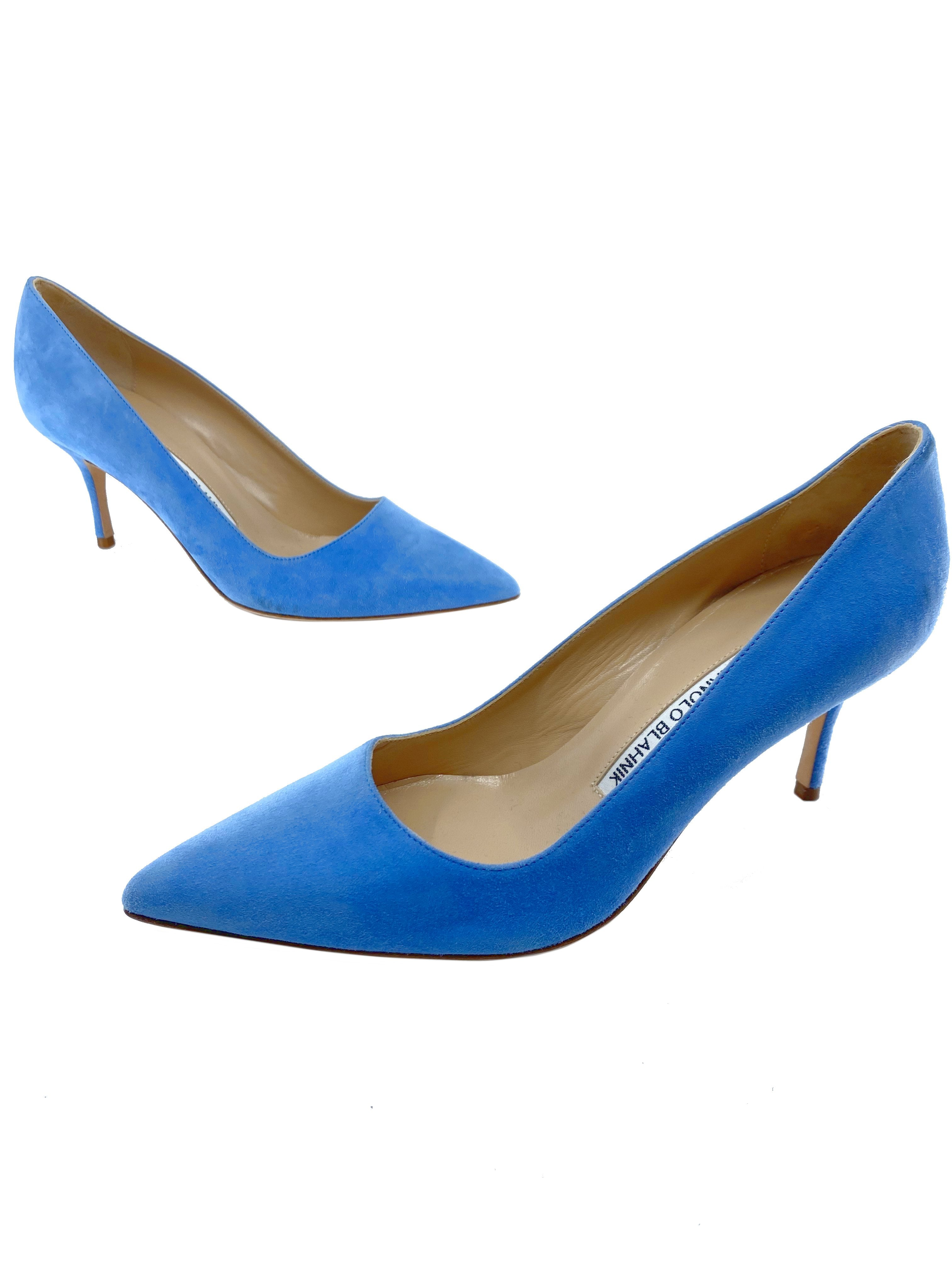 Manolo Blahnik BB Suede Pumps Women's Size 7.5 - Elegant High Heel Shoes for Wedding, Party & Office Wear