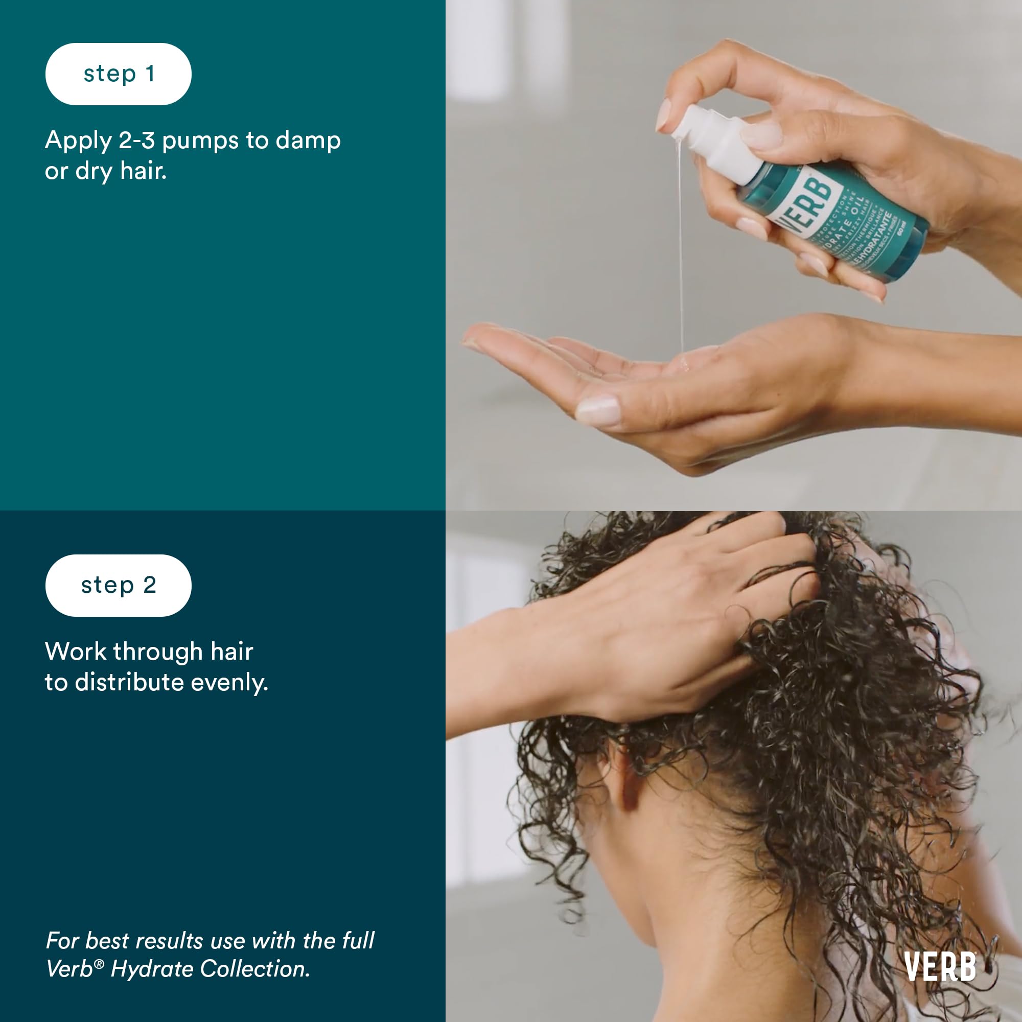 VERB Hydrate Oil - Lightweight Hydrating Hair Oil for Dry & Damaged Hair | Nourishing Treatment with Argan & Coconut Oils | Perfect for Daily Use, Styling & Split End Repair