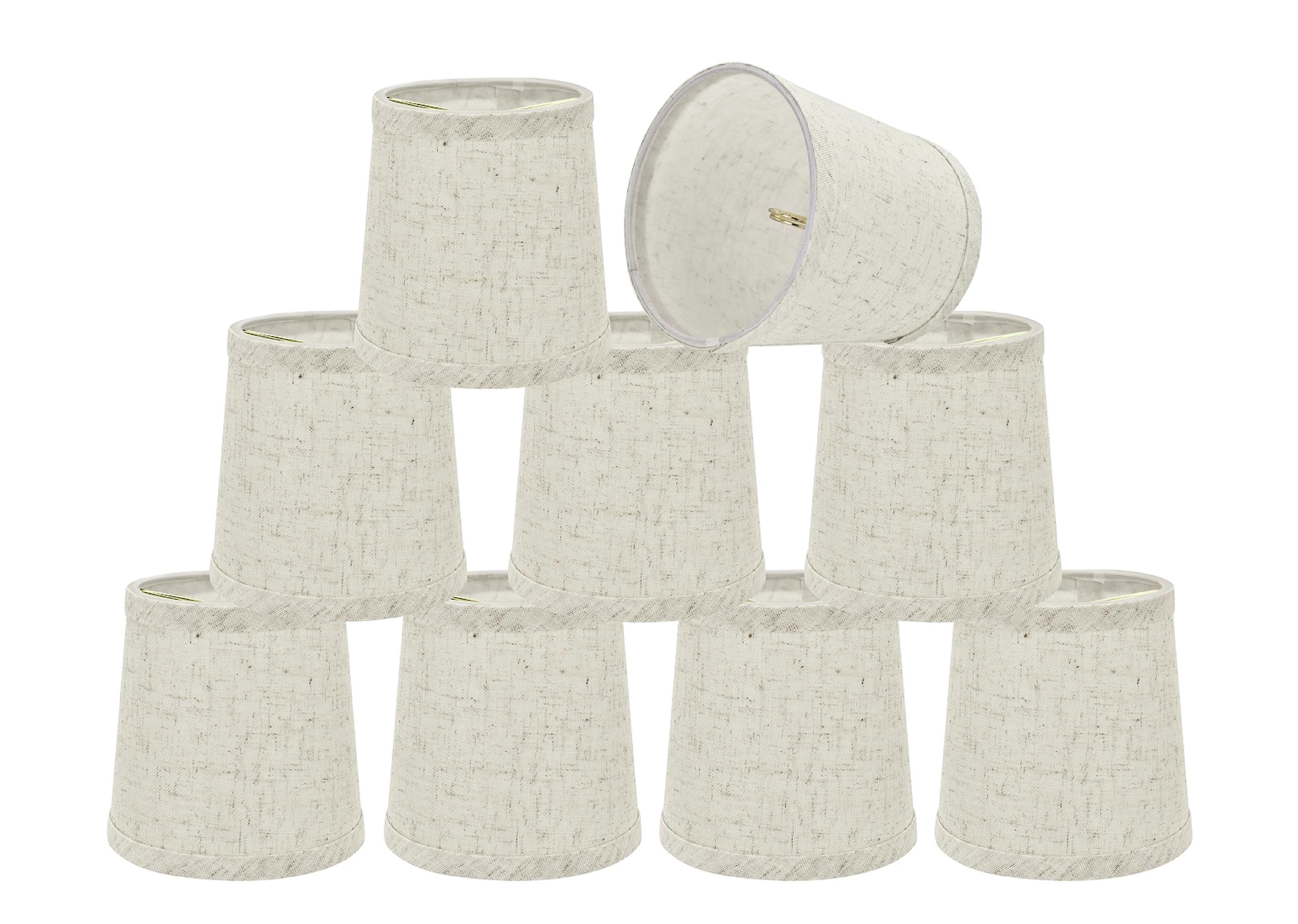 Aspen Creative 32832-9A Small Hardback Empire Shape Chandelier Clip-On Lamp Shade Set (9 Pack) - Transitional Flaxen Design, 5