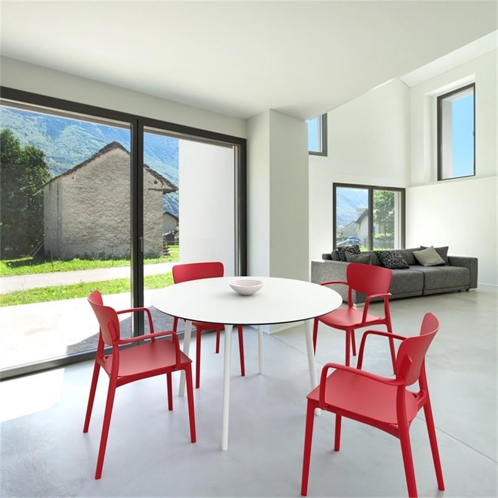 Premium Lisa Outdoor Dining Arm Chairs (Set of 2) - Weather-Resistant Red Patio Furniture for Garden, Poolside & Backyard Dining
