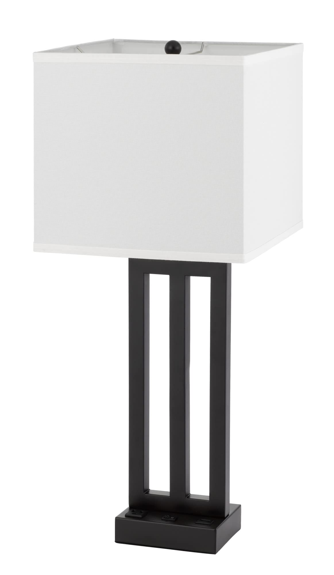 Cal Lighting LA-8042TB Modern Metal Nightstand Lamp with USB Charging Port & Power Outlet - Antique Bronze Finish for Bedroom, Living Room, or Office Decor