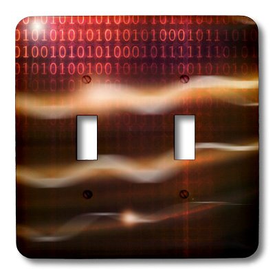3dRose Cyberspace 0101010 Binary Code Double Toggle Switch - Cool Tech Wall Art for Computer Rooms & Gaming Setups