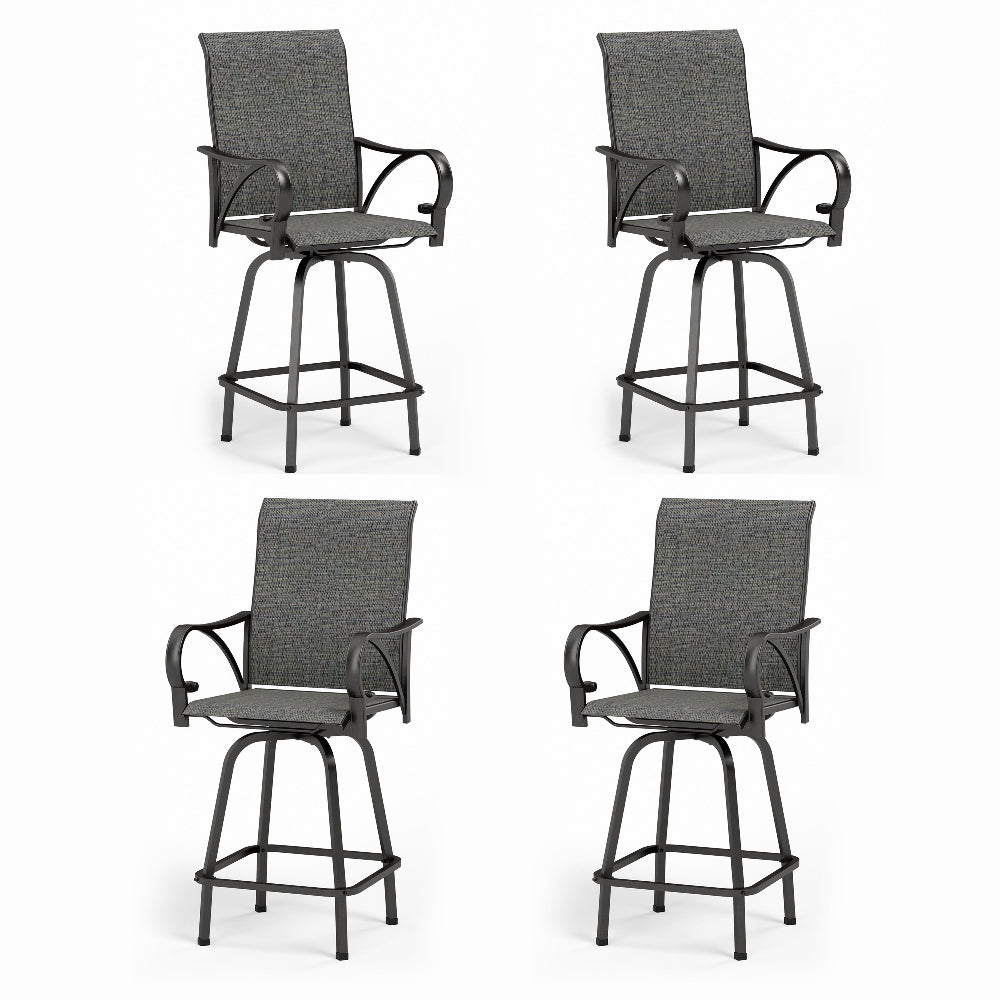 Sophia & William Grey Textilene Sling Fabric Patio Swivel High Bar Stools - Durable Outdoor Dining Chairs for Kitchen Island, Bar Counter & Backyard Decor