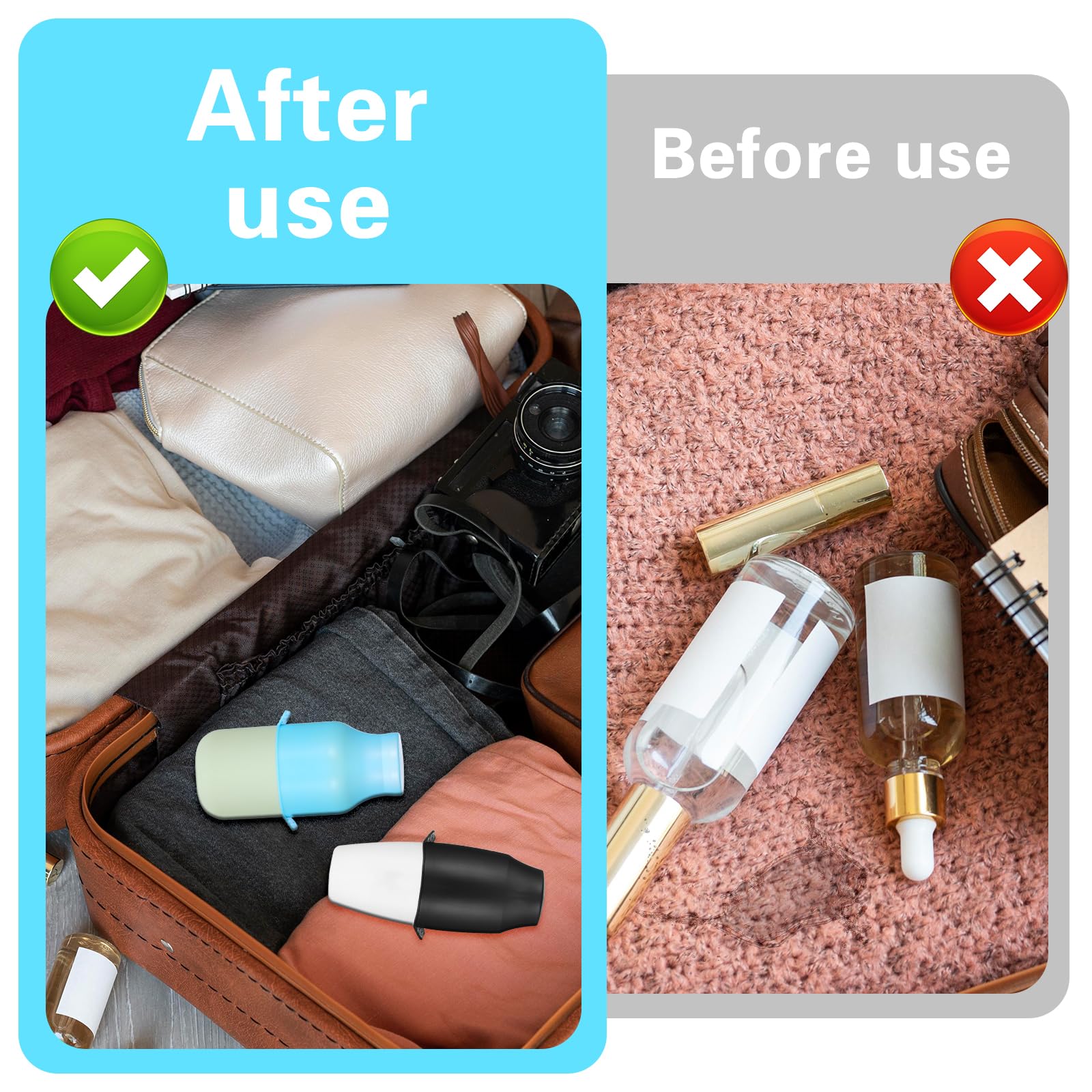 12PCS Silicone Bottle Covers for Travel - Elastic Leak Proof Sleeves for Shampoo, Conditioner & Toiletries | Reusable Travel Essentials for Toiletry Bottles | Perfect for Airplane, Camping & Gym Use