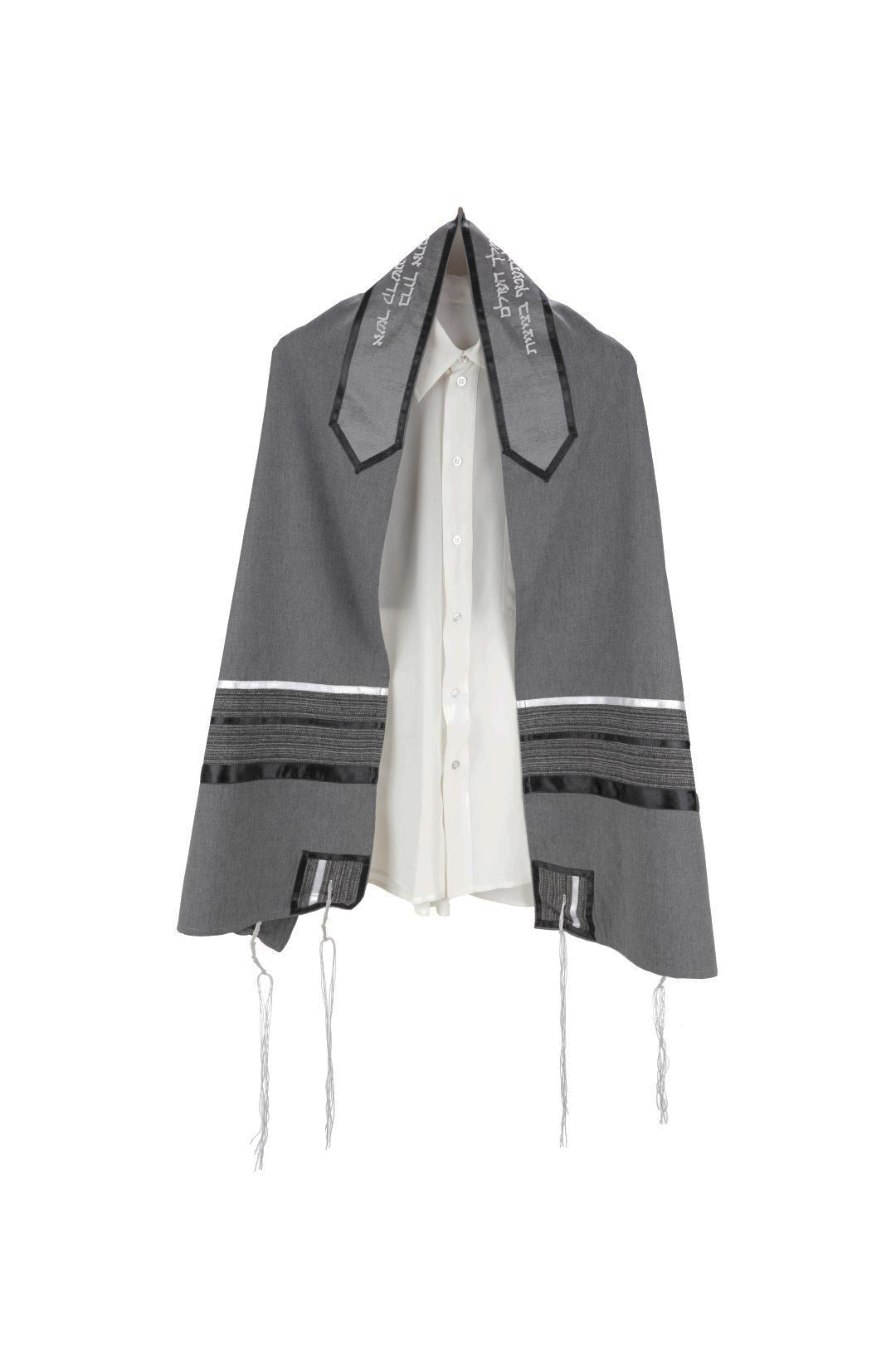 Prestigious Gray Tallit with Striped Design - Bar Mitzvah Tallit Set & Jewish Prayer Shawl - Perfect for Synagogue Services, Jewish Weddings & Religious Ceremonies