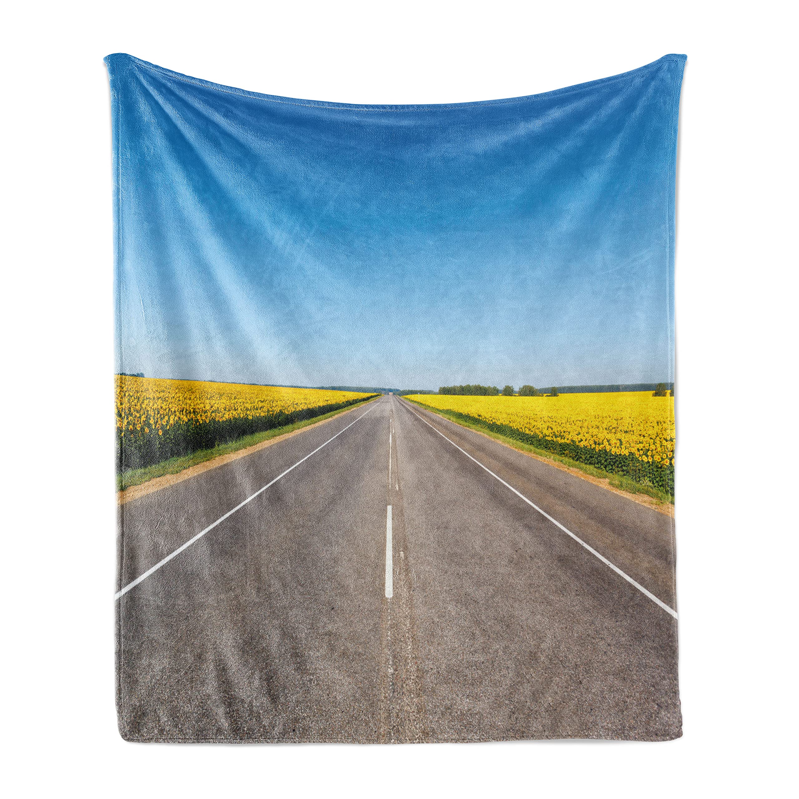 Ambesonne Yellow and Blue Flannel Fleece Throw Blanket - 50