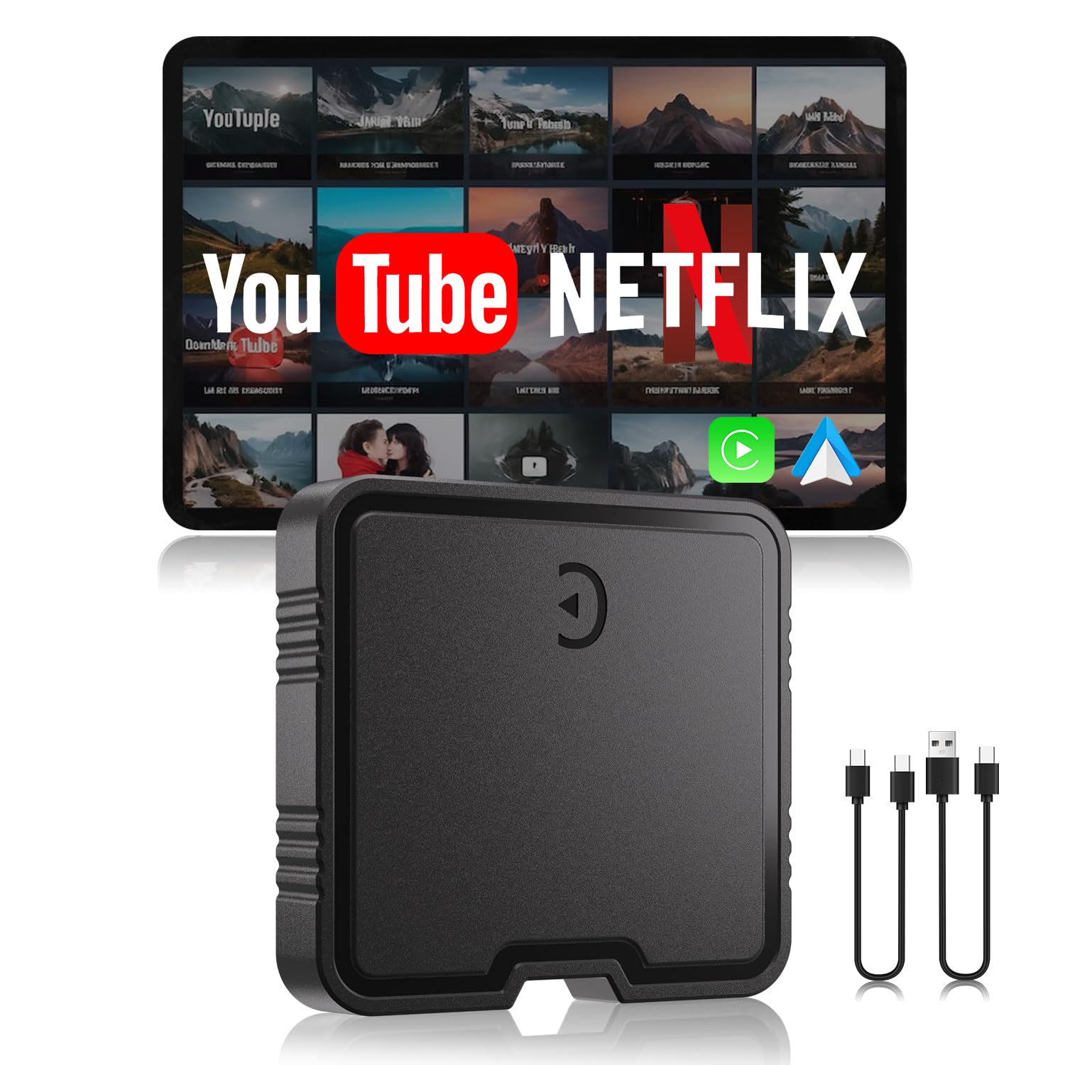 2025 Upgraded Wireless CarPlay Adapter - Plug & Play Apple CarPlay & Android Auto Dongle with Netflix/YouTube Support, TF Card Slot - Compatible with Cars Since 2015 & iPhone iOS10+ - Perfect for Long Road Trips & In-Car Entertainment