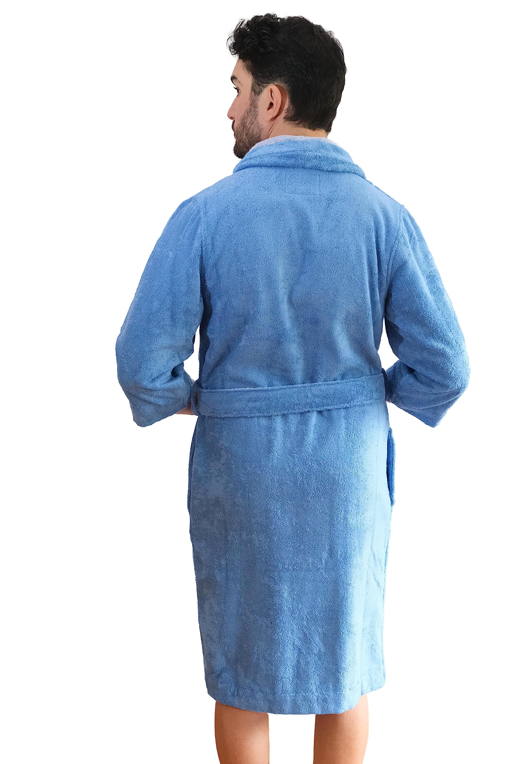 Premium Men's Bathrobe & Slippers Set with Towel - 5 Piece Luxury Spa Collection in Blue Grey - Perfect for Home Relaxation, Hotel Stay & Gift Giving