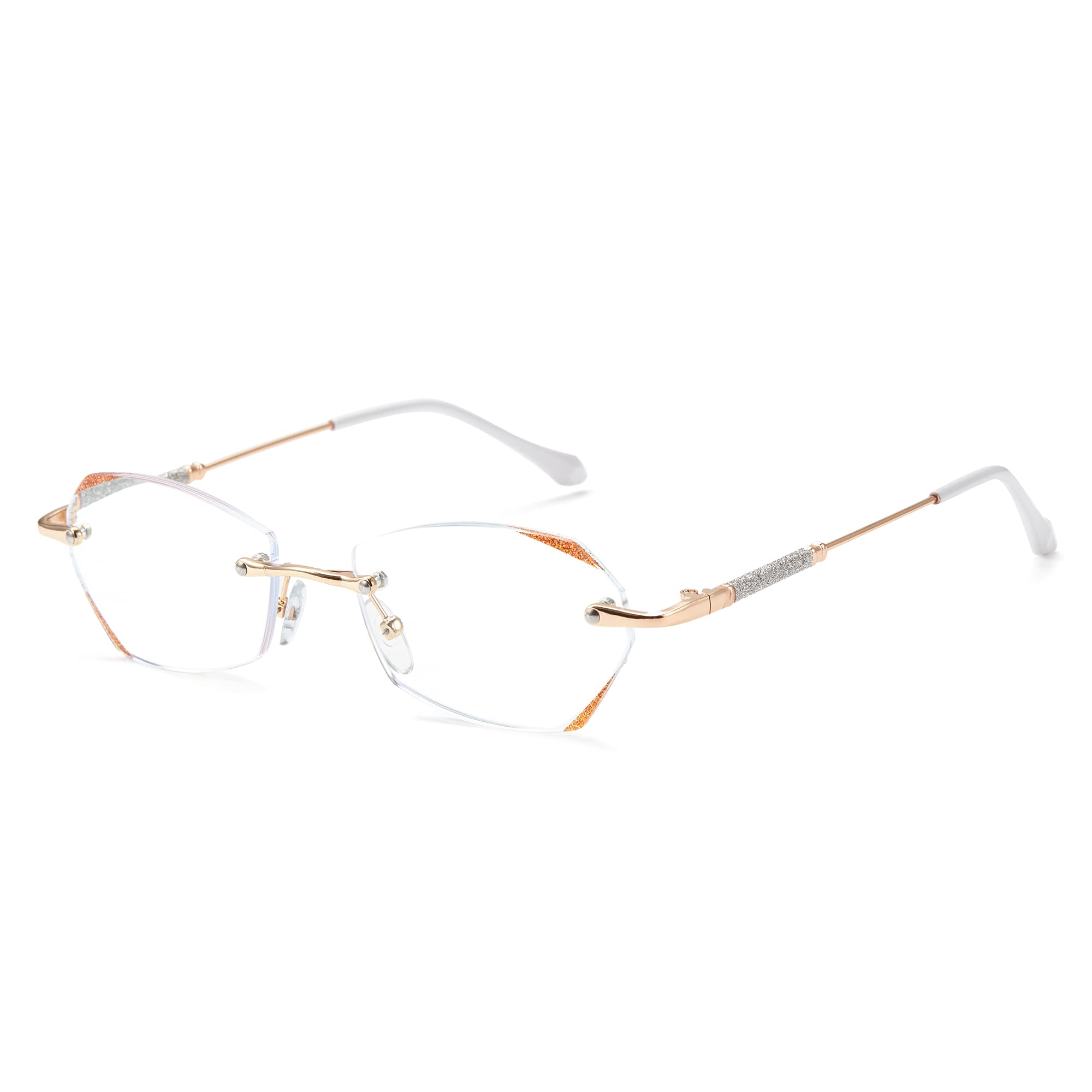 Cyxus Blue Light Blocking Reading Glasses for Women - Anti Eyestrain Computer Readers, Lightweight Rimless Eyeglasses for Work, Gaming & Screen Time