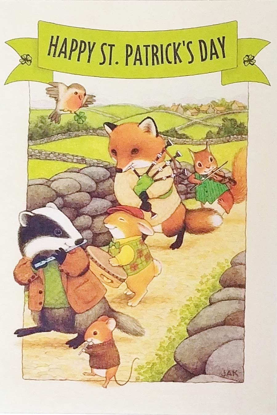 St. Patrick's Day Greeting Card with Adorable Woodland Animals - Heartfelt Wishes for Friends & Family - Perfect for Gifting, Office Celebrations & Irish-Themed Parties