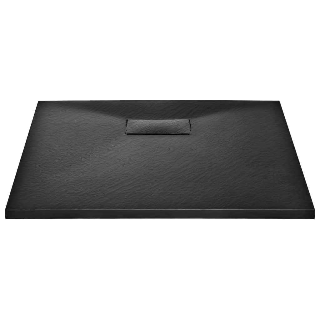 Threshold Shower Base 35.4x35.4 Inch - Durable SMC Shower Pan with Drain Cover for Bathroom Remodel - Black Waterproof Shower Tray - Perfect for Modern Bathroom Upgrades & Wet Room Installations