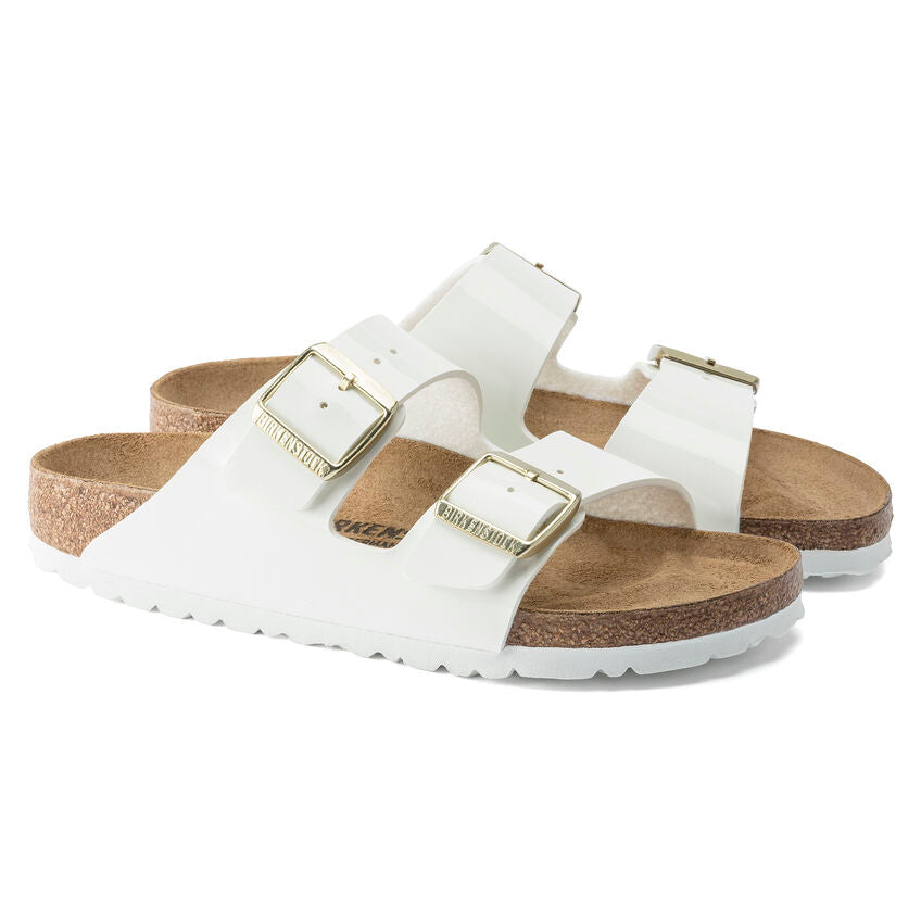 Birkenstock Arizona White Patent Leather Sandals for Women - Comfortable & Stylish Footwear for Casual Outings, Beach Trips, and Everyday Wear