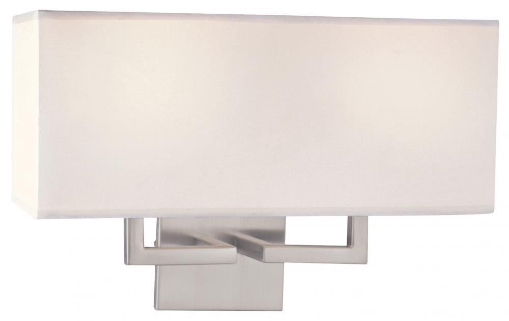 George Kovacs P472-084 Brushed Nickel 2-Light Wall Sconce - Modern Bathroom Vanity Lighting for Bedroom, Hallway & Entryway