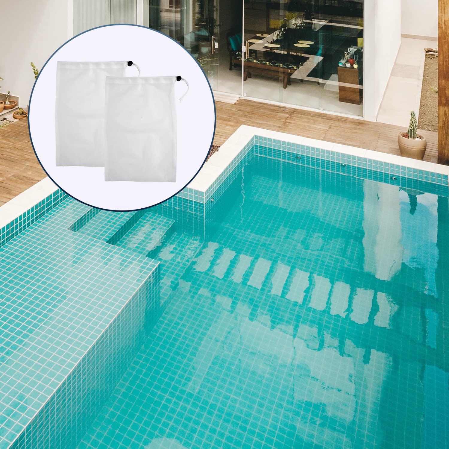 SAVITA 2-Pack 8x12 Inch Pool Vacuum Bags Replacement - Fine Mesh Leaf Net for Swimming Pools, Ponds & Aquariums - Compatible with Pull-N-Lock Cord Pool Cleaners - Perfect for Pool Maintenance and Water Filtration