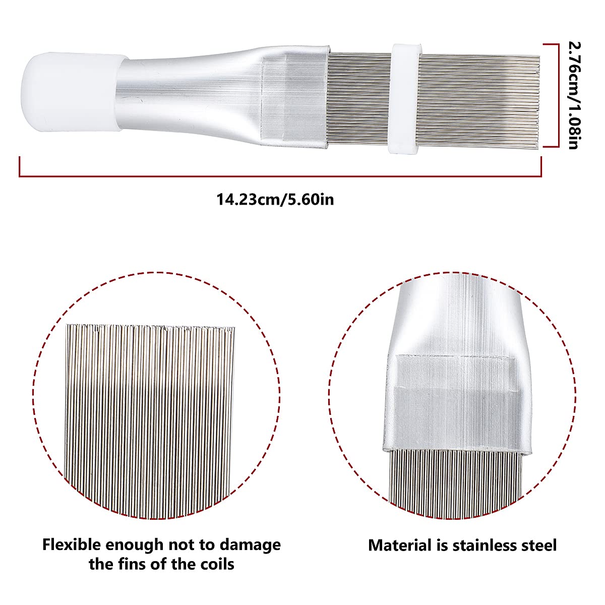 4-Piece Stainless Steel AC Condenser Fin Cleaning Brush Set - Coil Condenser Brush, AC Fin Comb & Refrigerator Fin Cleaner (3 Styles) - Perfect for HVAC Maintenance, Home & Auto Air Conditioner Cleaning