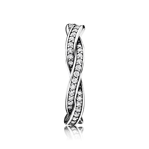 925 Sterling Silver Twist of Fate Stackable Ring for Women - Elegant Clear CZ Wedding Band, Promise Ring or Anniversary Jewelry - Perfect for Bridal, Engagement, Gift Giving and Special Occasions