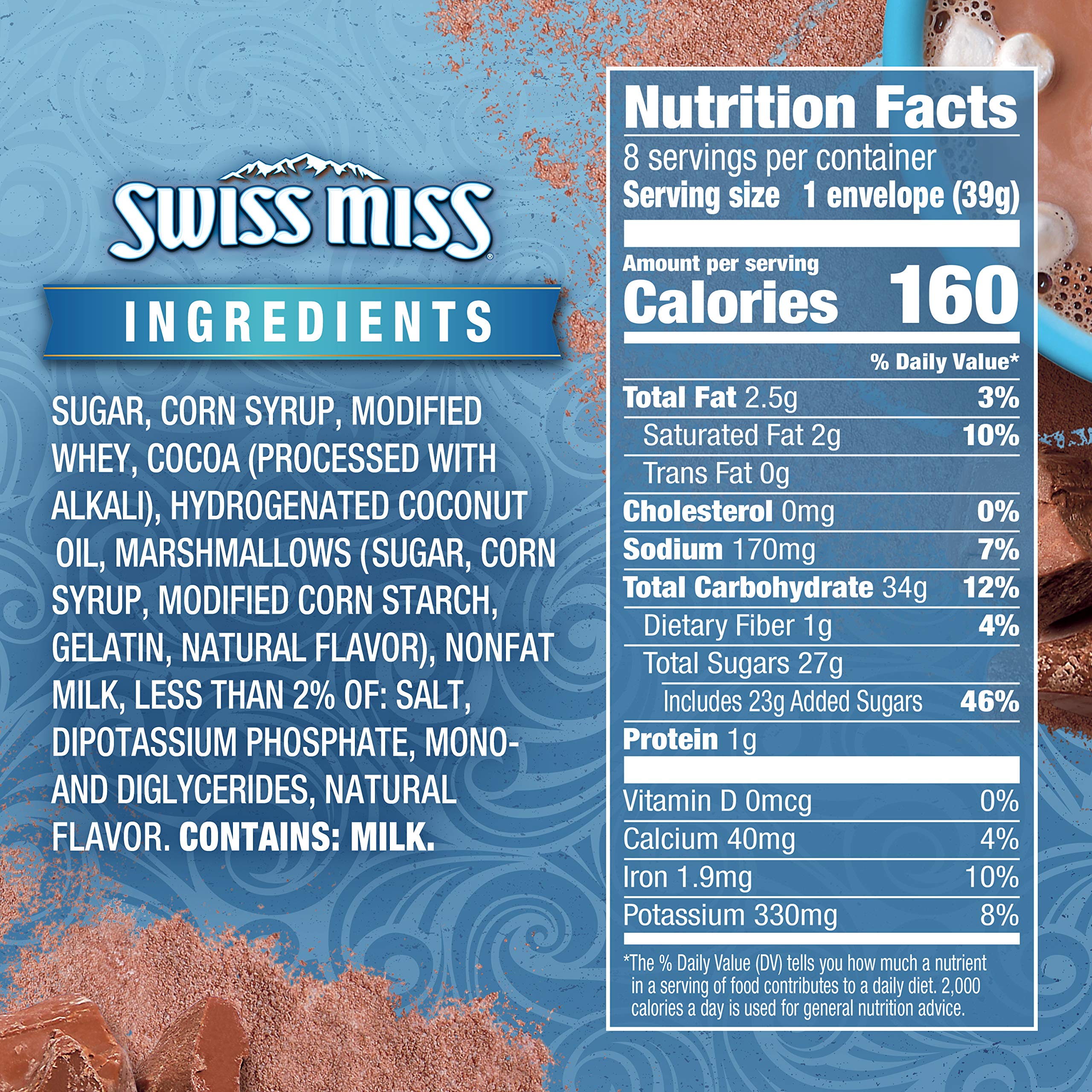 Swiss Miss Hot Chocolate Mix with Marshmallows - 8 Single Serve Packets for Winter Warmth, Holiday Gifts & Cozy Family Moments