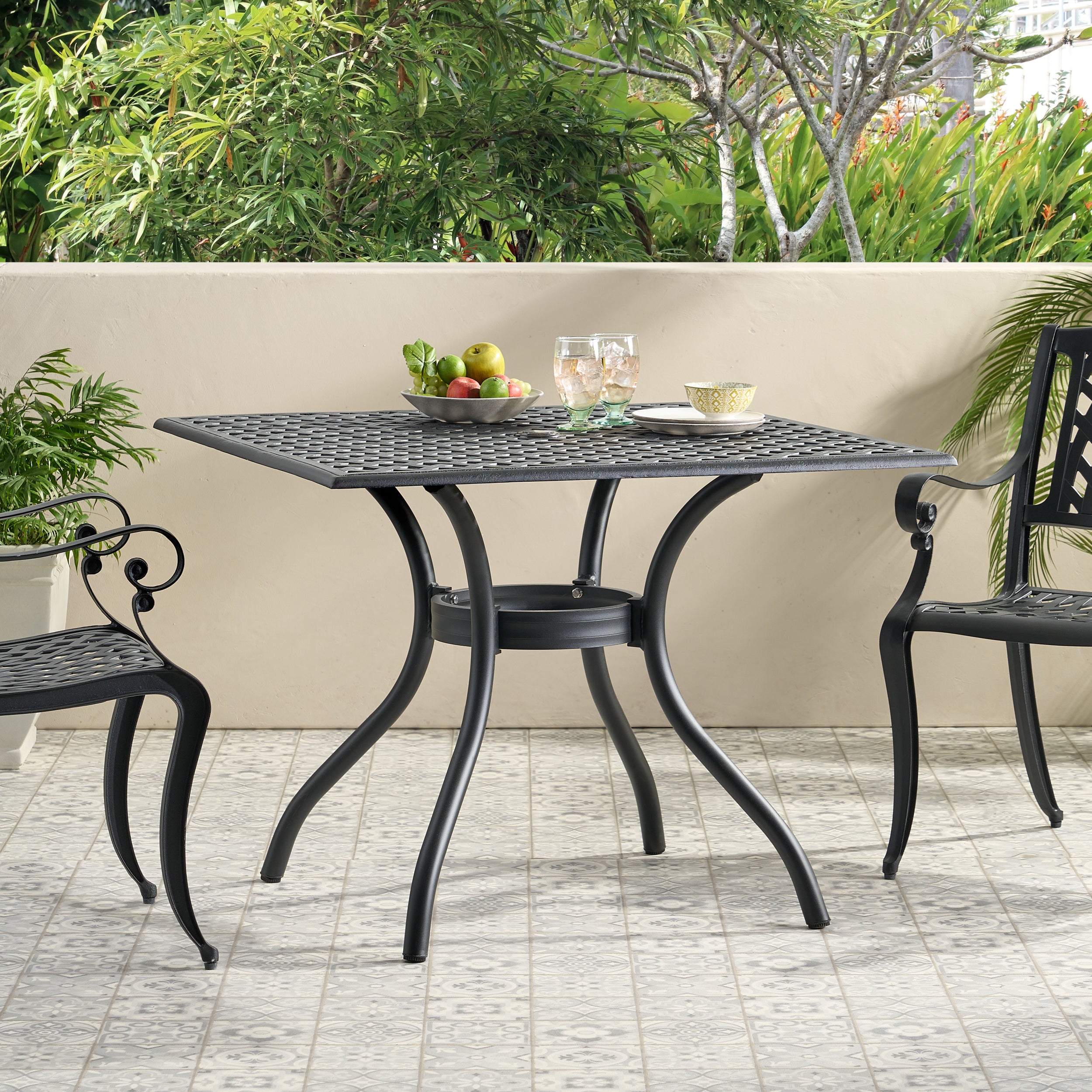 CAYMAN ARCH MESH I 39 Inch Square Outdoor Dining Table - Perfect for Patio, Garden, and Backyard Entertaining
