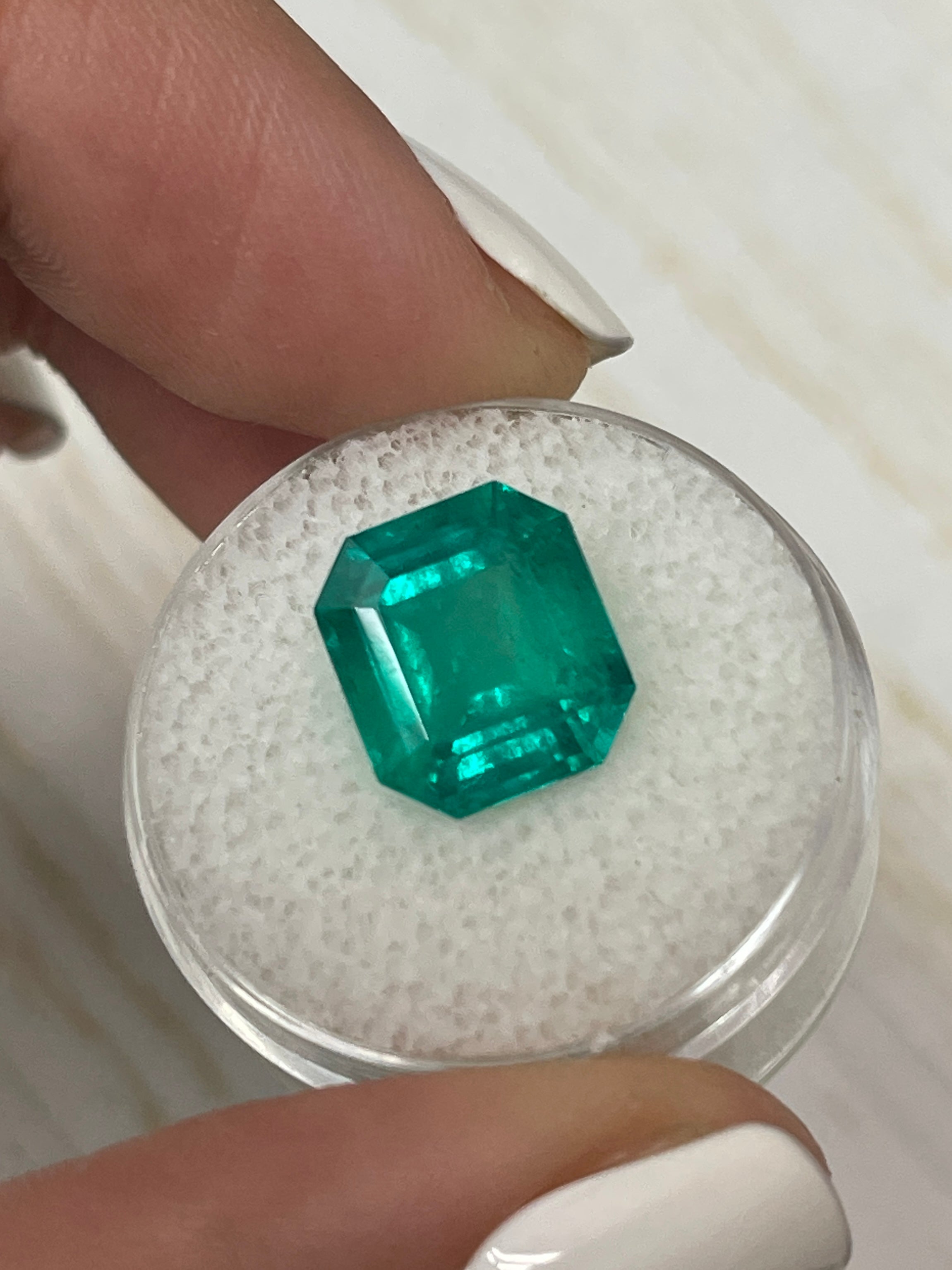 5.84 Carat GIA Certified Intense Bluish Green Natural Colombian Loose Emerald - Asscher Cut Gemstone for Jewelry Making & Engagement Rings