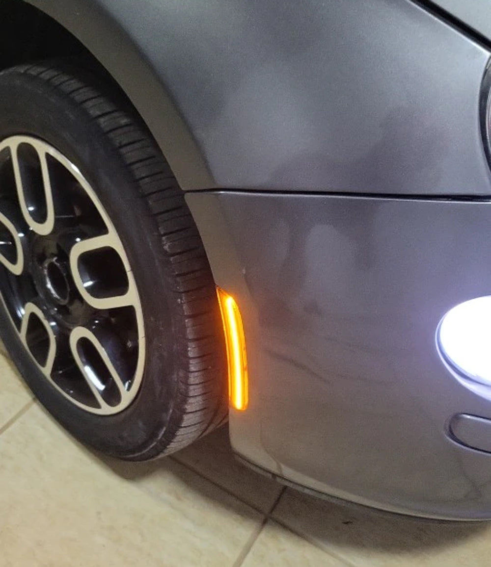 Amber/Red LED Side Marker Lights for 2011-2019 Fiat 500 - Clear Lens, Waterproof, Easy Installation - Perfect for Night Driving & Enhanced Vehicle Visibility