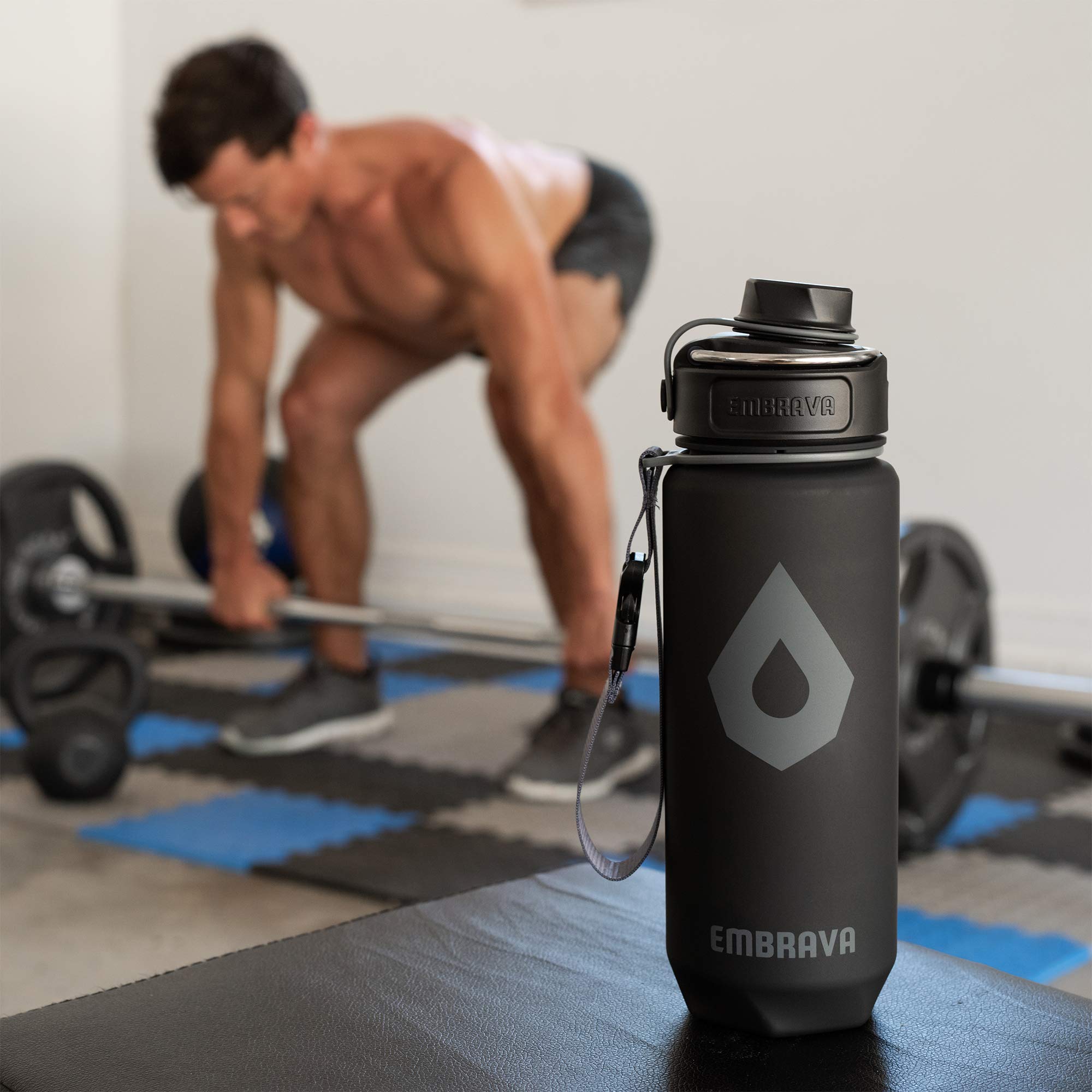 Embrava 24oz BPA-Free Plastic Sports Water Bottle with Time Markers - Leak Proof Gym & Outdoor Water Bottle for Fitness, Hiking, Running & Workouts