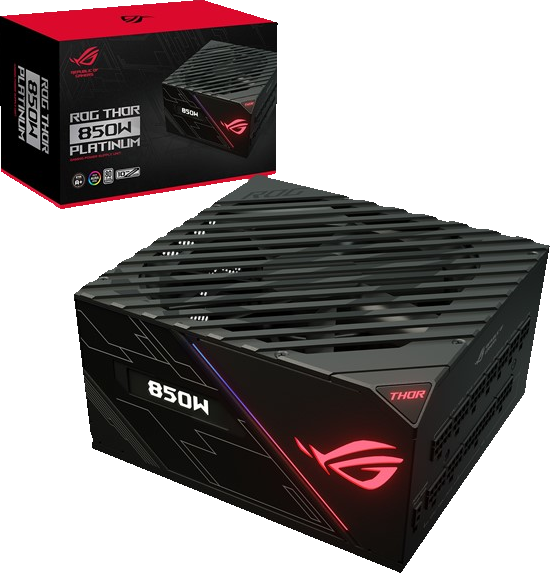 ASUS ROG THOR 850W Platinum Power Supply - 80+ Platinum Certified, Fully Modular, RGB Lighting - Ideal for Gaming PCs & High-Performance Workstations