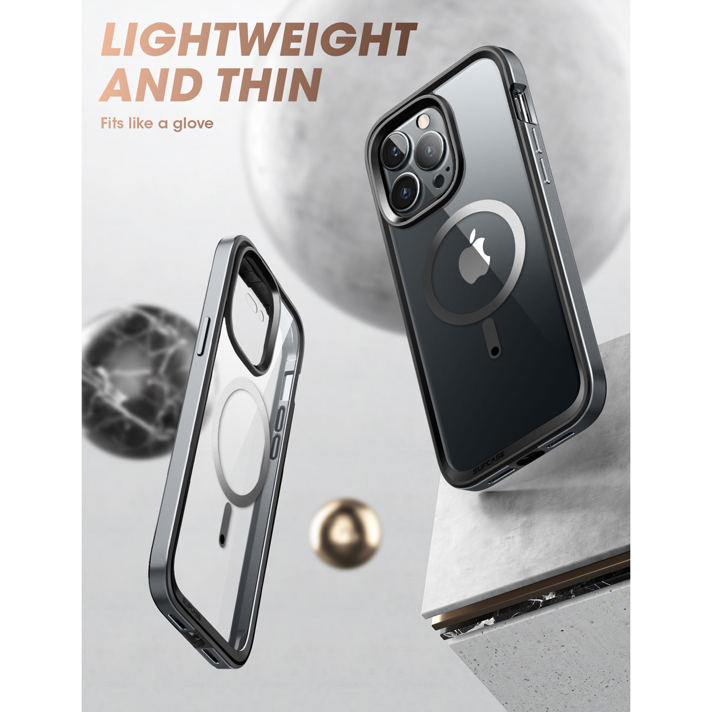 iPhone 14 Pro Max 6.7 inch Unicorn Beetle EDGE MAG Case with Built-in Screen Protector - Slim Clear Black Protective Cover for Shockproof Drop Protection | Perfect for Work, Travel & Outdoor Activities