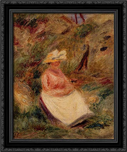 Pierre Auguste Renoir Young Girl In The Woods 20x24 Framed Canvas Art - Black Ornate Wood Frame - Perfect for Living Room, Bedroom & Office Wall Decor