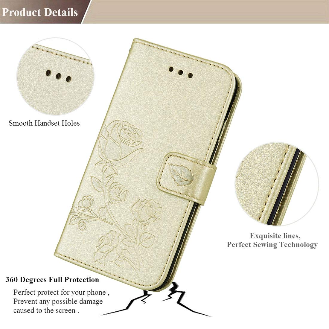 Xiaomi Redmi Note 5A Pro/Prime Leather Wallet Case - Floral Design with Card Slots & Kickstand (Black/Green) - Perfect for Daily Use, Travel & Business Meetings