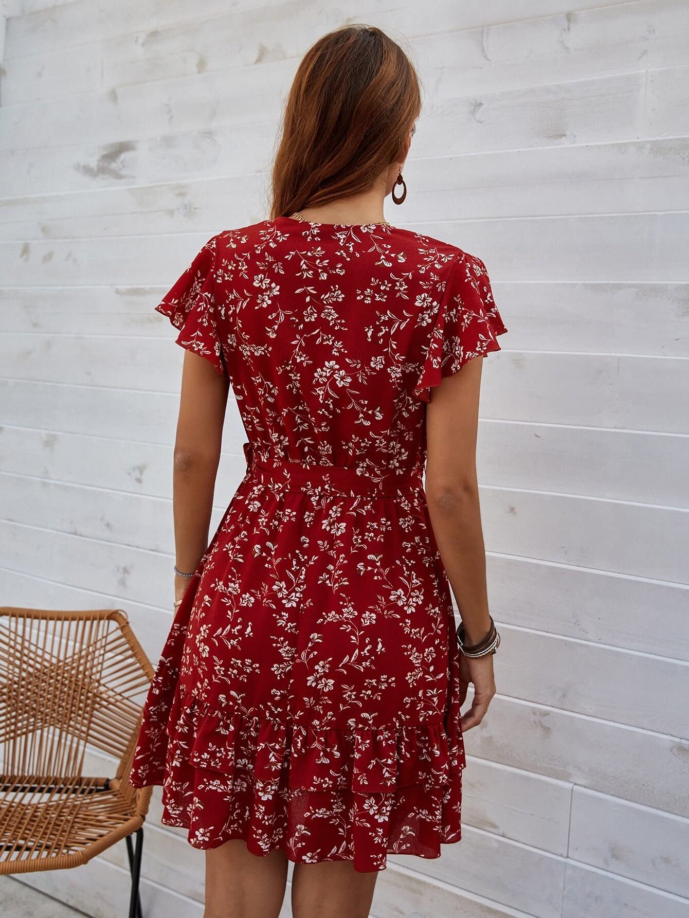 Boho Floral Wrap Belted A-Line Dress for Women - Stylish Summer Maxi Dress for Beach, Wedding & Casual Outings
