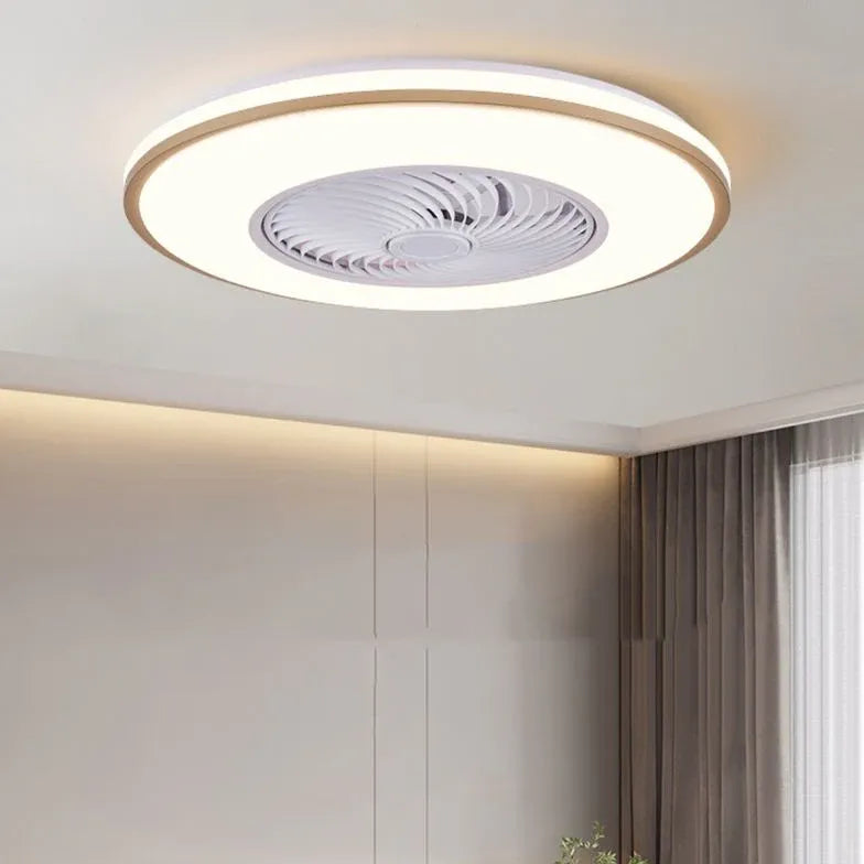 Dual Tone Round Ceiling Fan with LED Light - Modern Indoor/Outdoor Cooling for Living Room, Bedroom, Patio