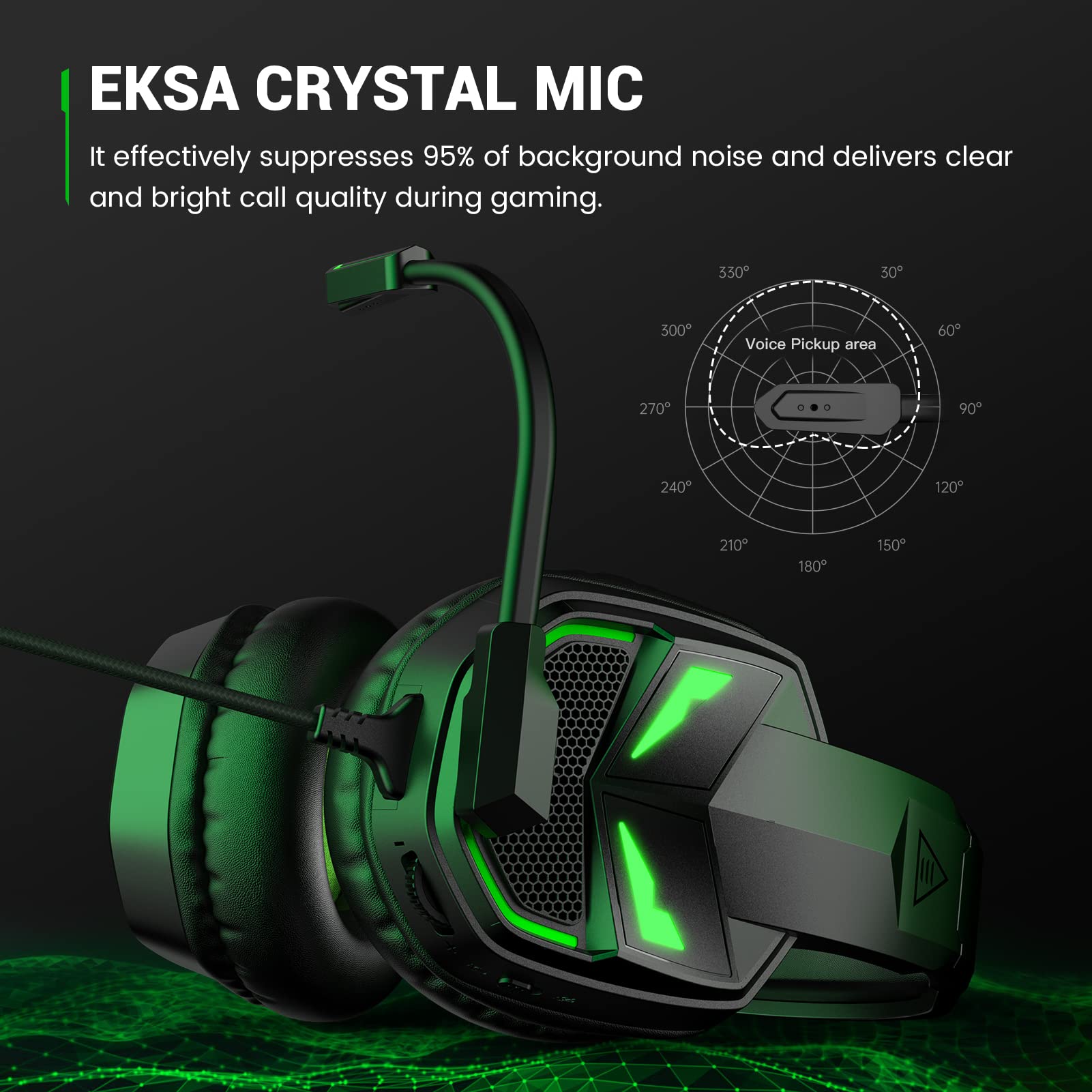 EKSA Fenrir S Gaming Headset with Microphone - 50mm Drivers, Noise Cancelling Mic, RGB Lighting & Memory Foam Ear Pads for PC, PS5, Xbox, Switch - Perfect for Competitive Gaming & Online Streaming